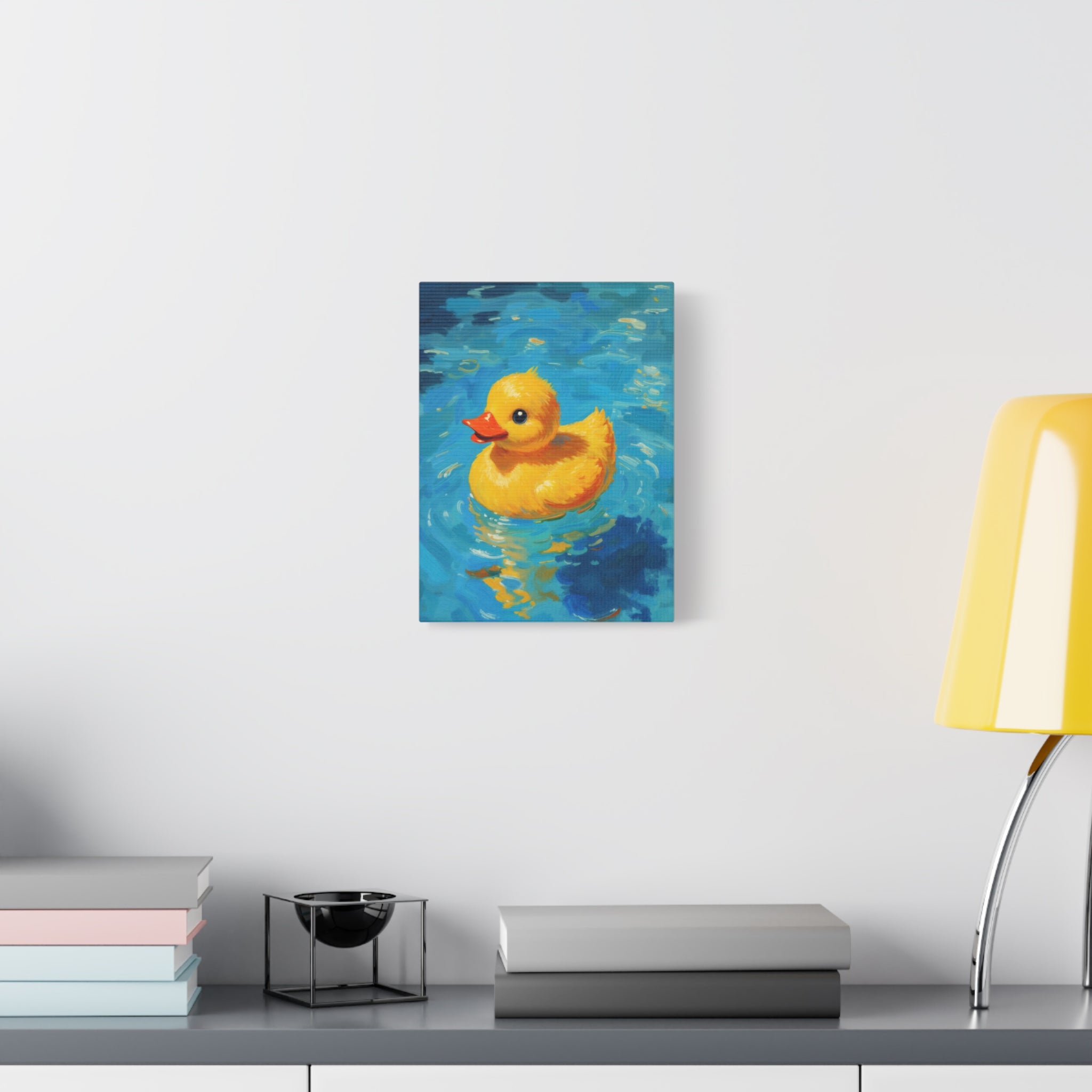 Rubber Duck Painting Canvas — Bright Yellow Nursery Wall Art