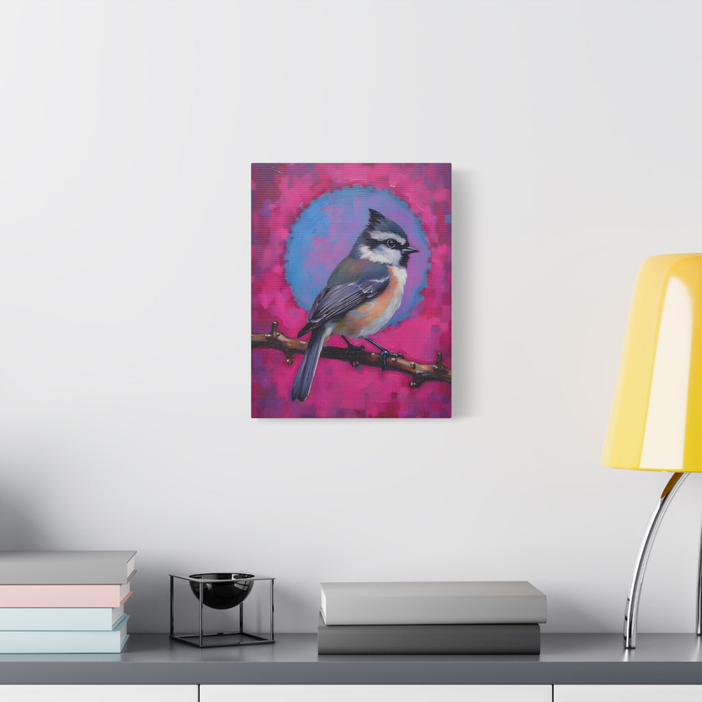 Buntes Meise-Vogel-Leinwandbild – matte Keilrahmenleinwand