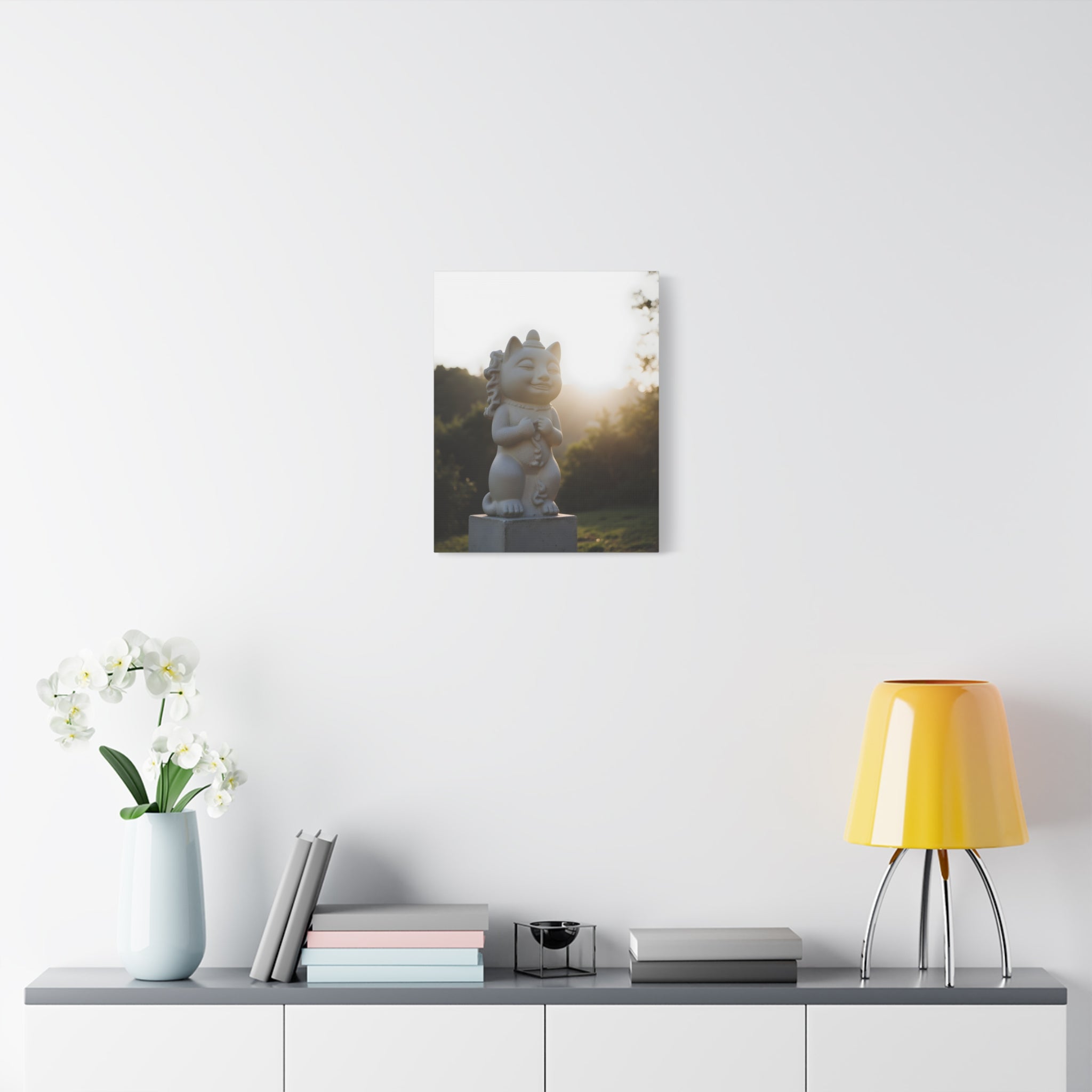 Sunlit Lucky Cat Wall Art - Stretched Canvas