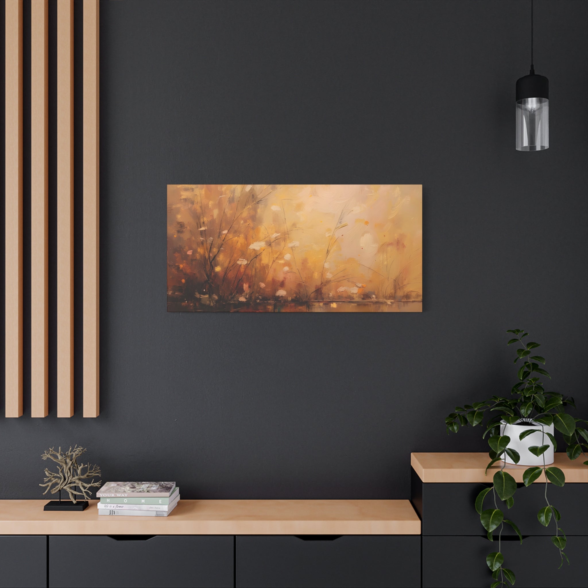 Golden Meadow Abstract Wall Art - Stretched Canvas