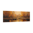 Autumn at the lake with rowboats Wall Art - Stretched Canvas