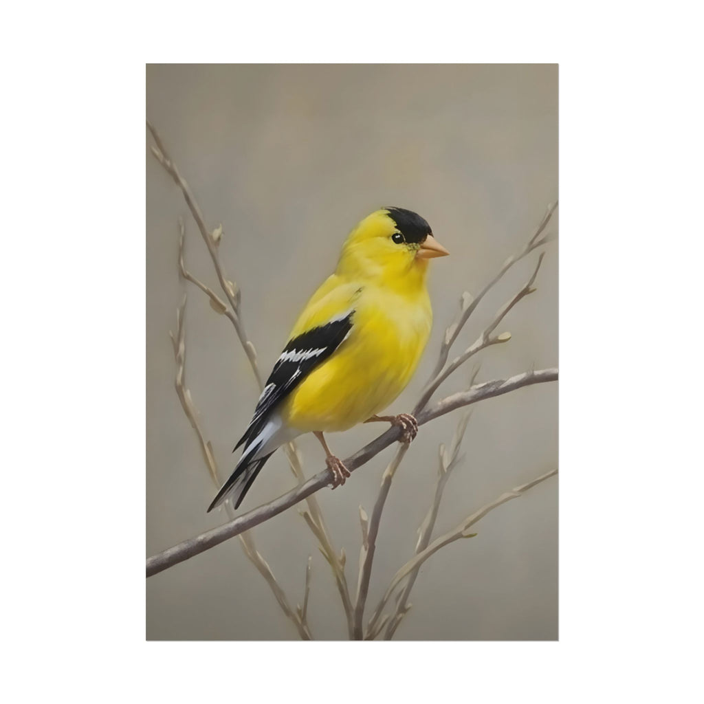 Goldfinch Art Poster - Yellow Songbird Print for Nature Lovers