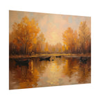 Autumn at the lake with rowboats - Poster