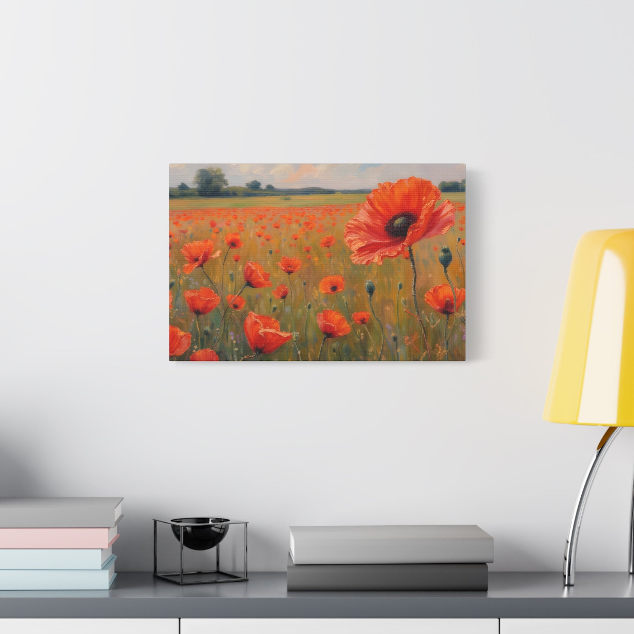 Poppy Field Canvas Wall Art — Matte Stretched Floral Painting