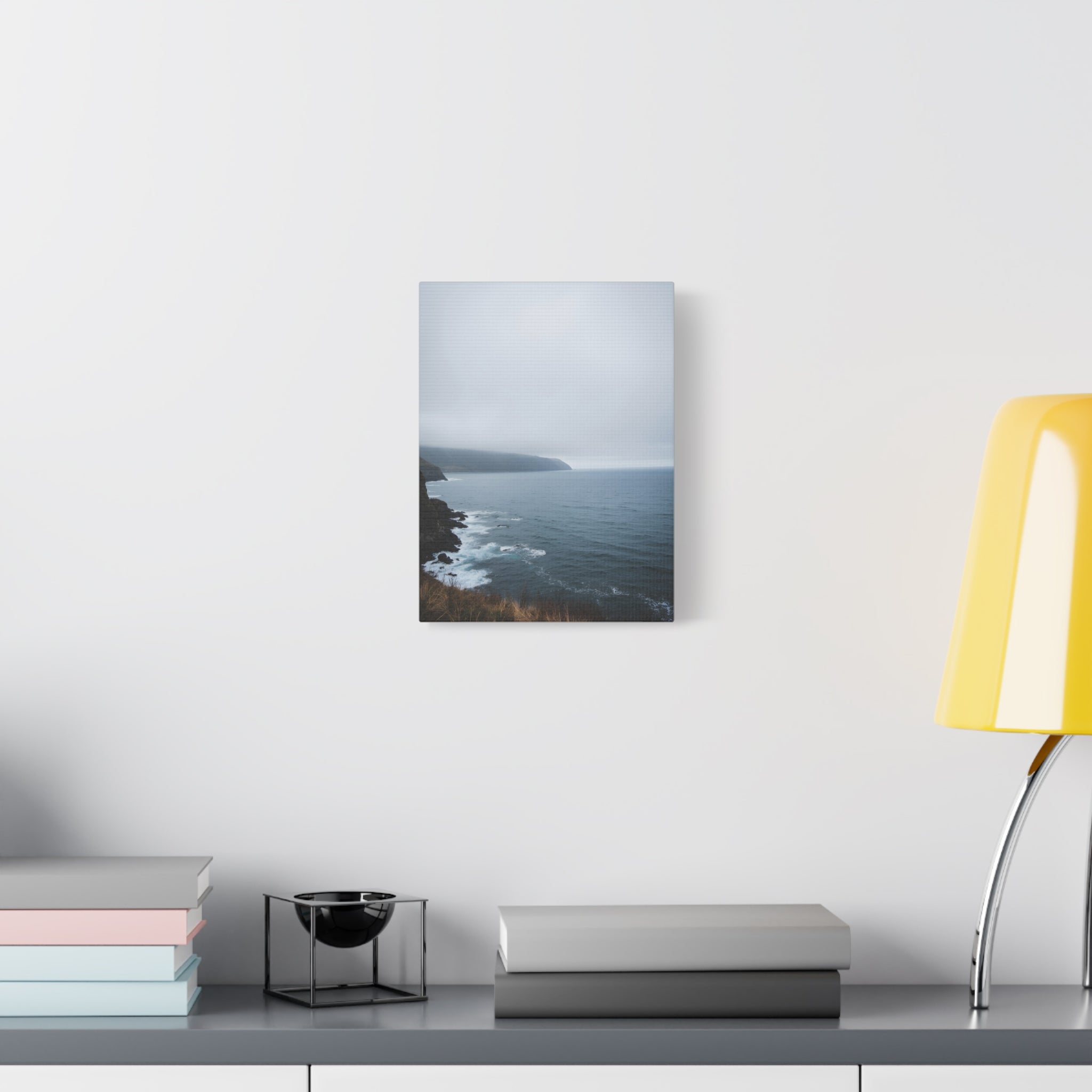 Foggy Coastal Cliff Wall Art  - Stretched Canvas