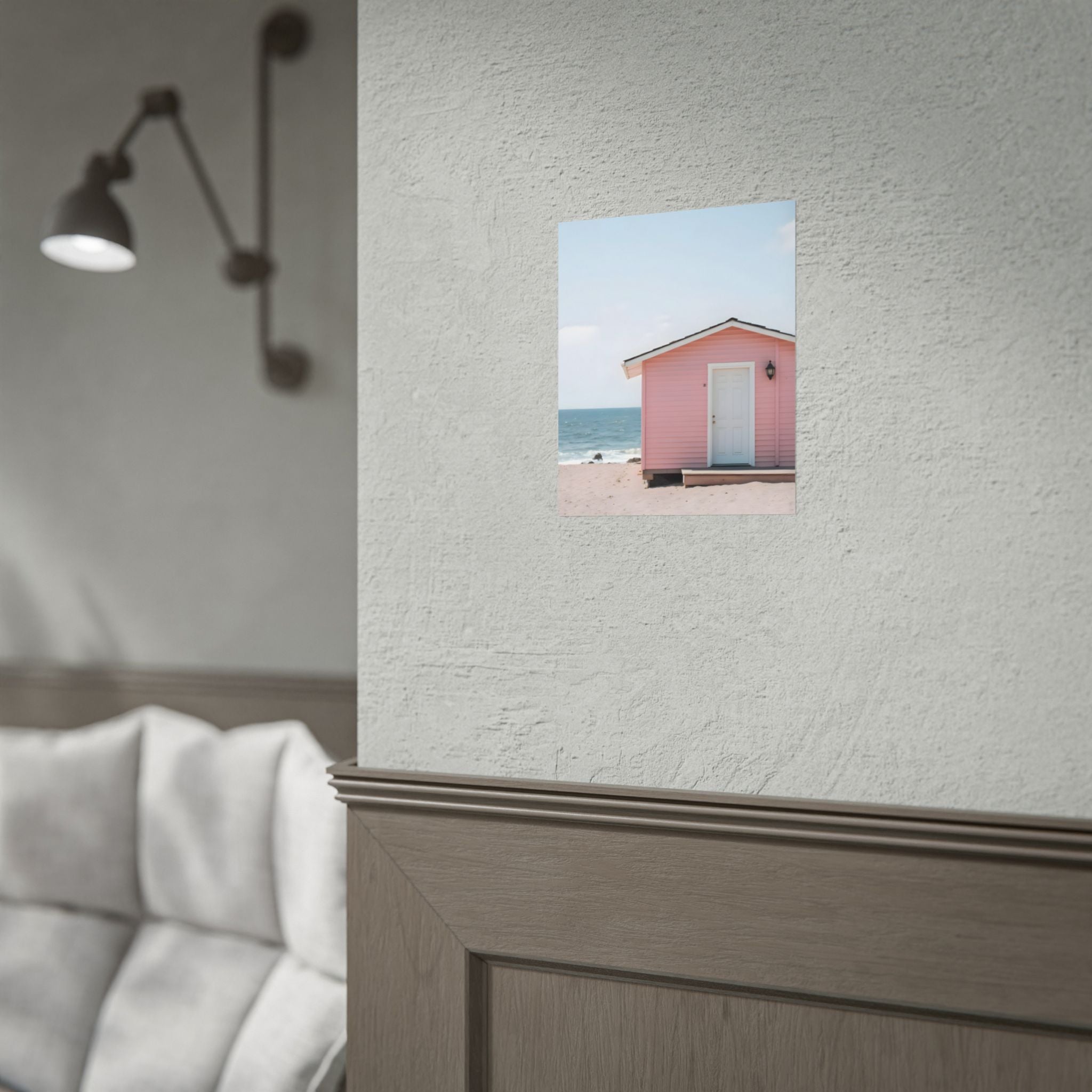Pink Beach Cottage  Wall Art - Poster