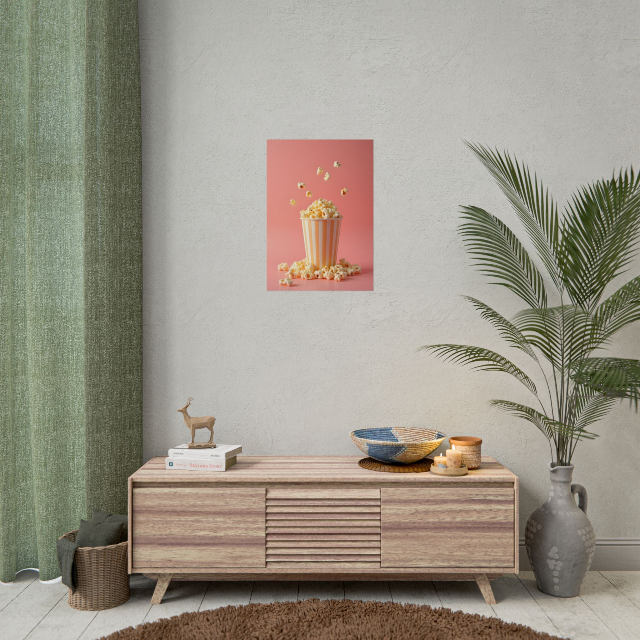 Popcorn with a pink background - Poster