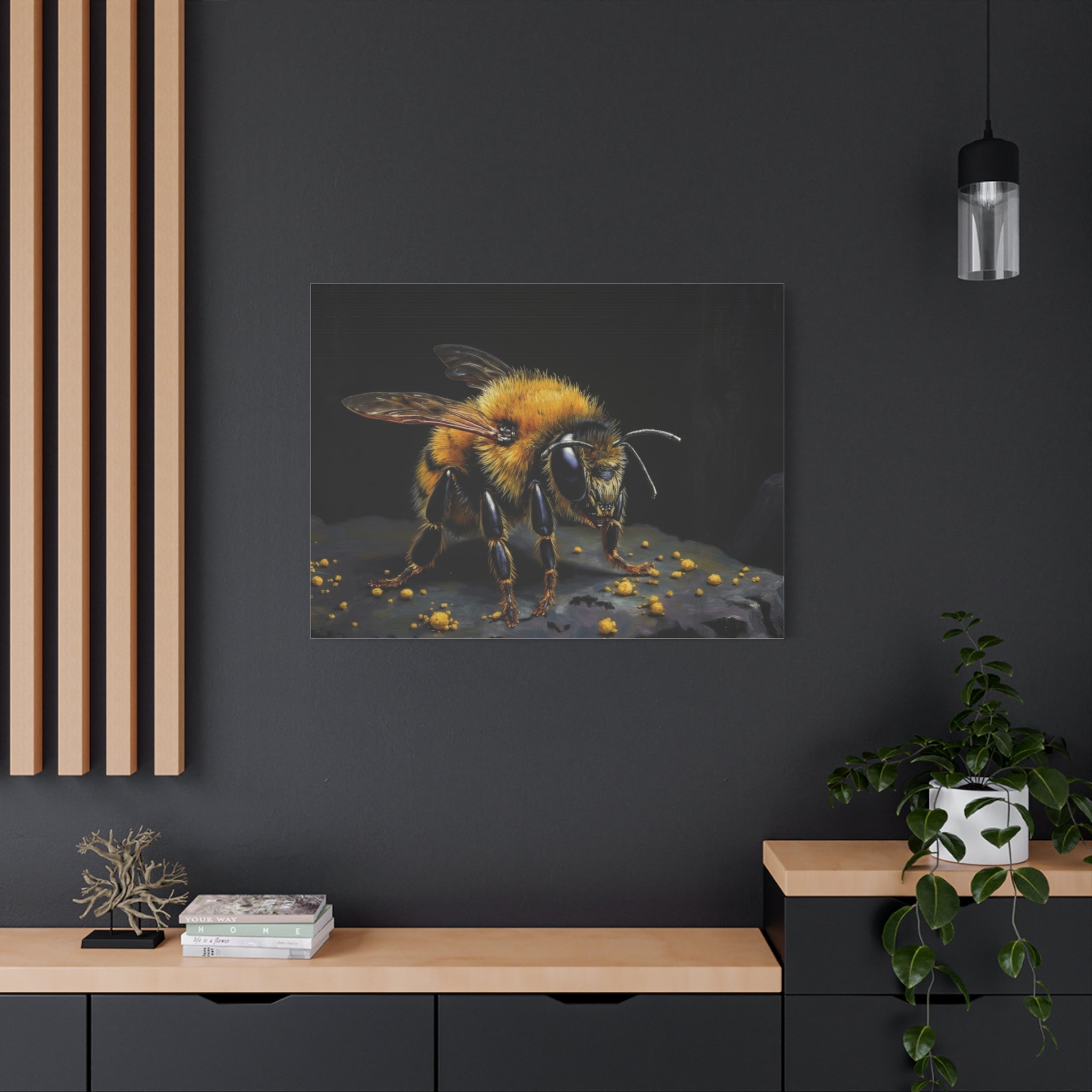 Bumblebee Canvas Print — Realistic Bee Wall Art on Matte Stretched Canvas