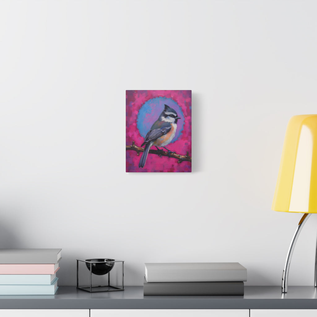 Buntes Meise-Vogel-Leinwandbild – matte Keilrahmenleinwand
