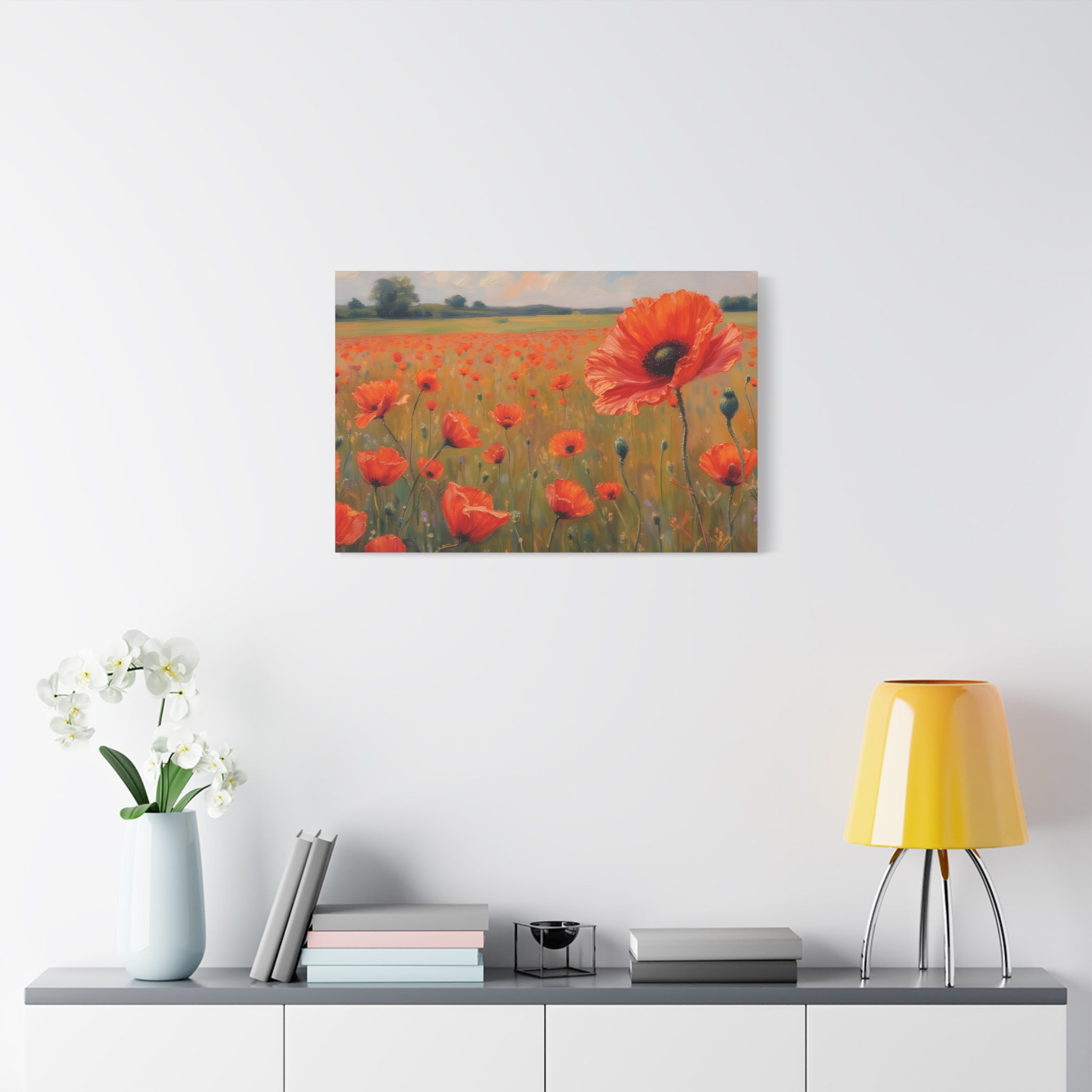 Poppy Field Canvas Wall Art — Matte Stretched Floral Painting