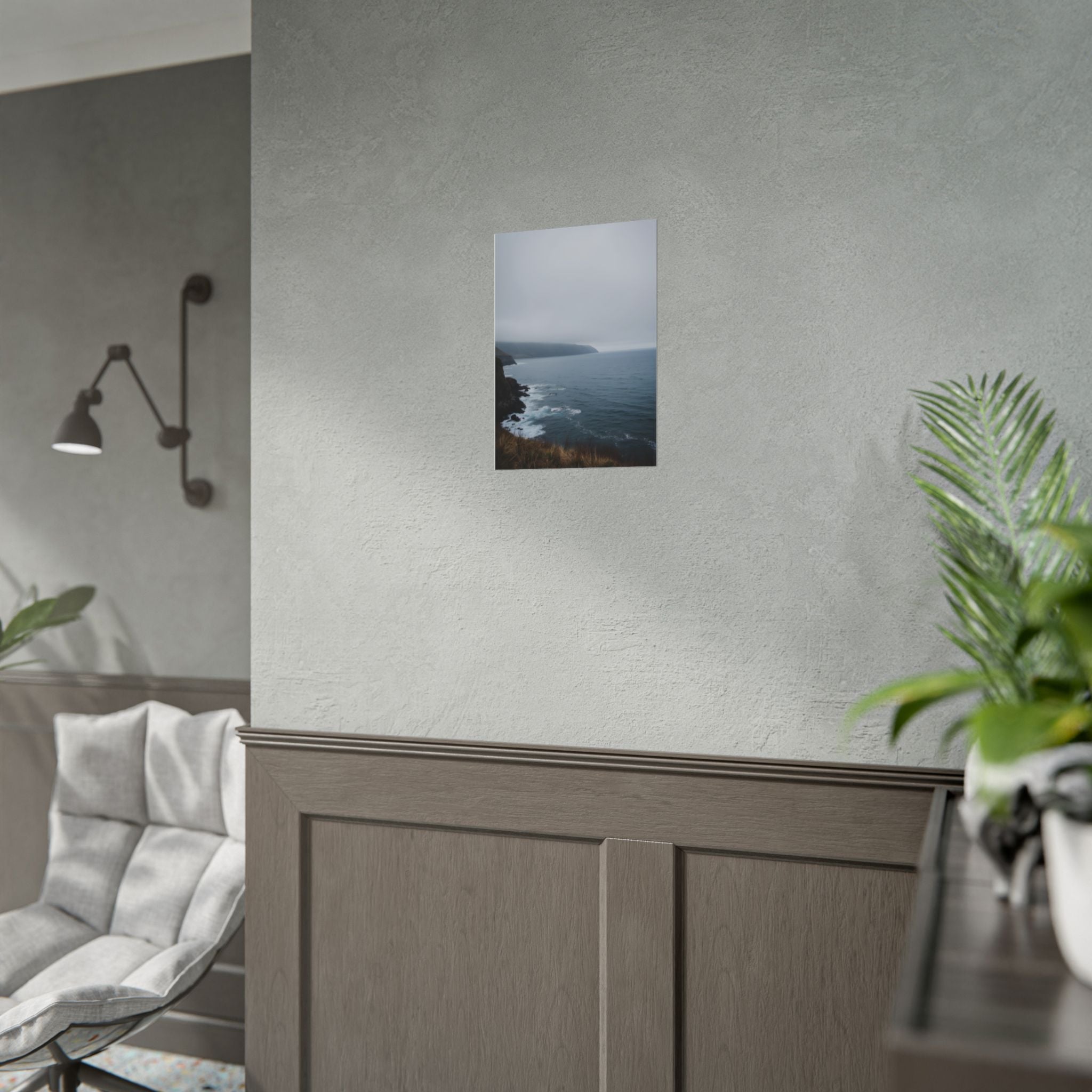 Foggy Coastal Cliff Wall Art  - Poster