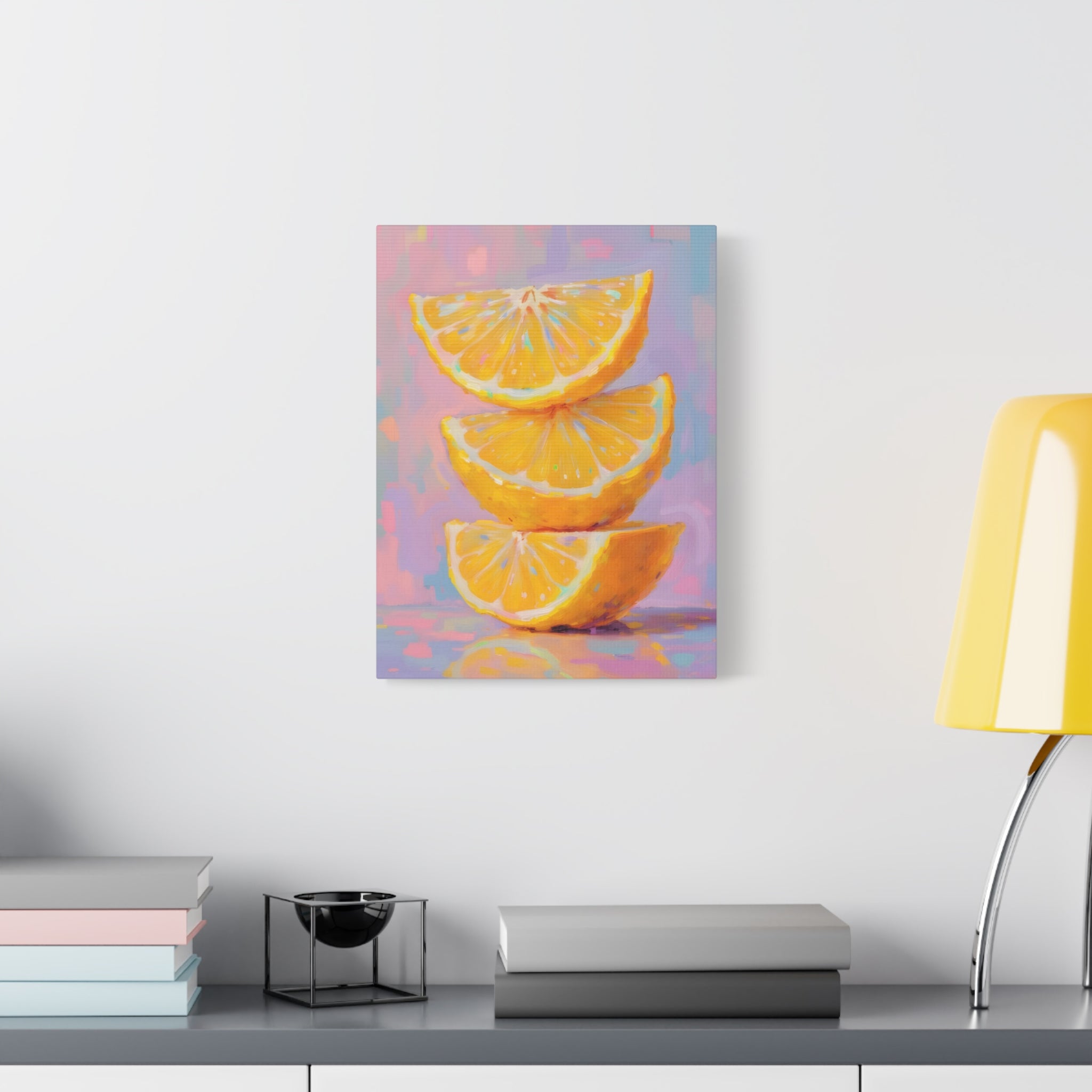 Citrus Slice - Stacked Lemon Wall Art - Stretched Canvas