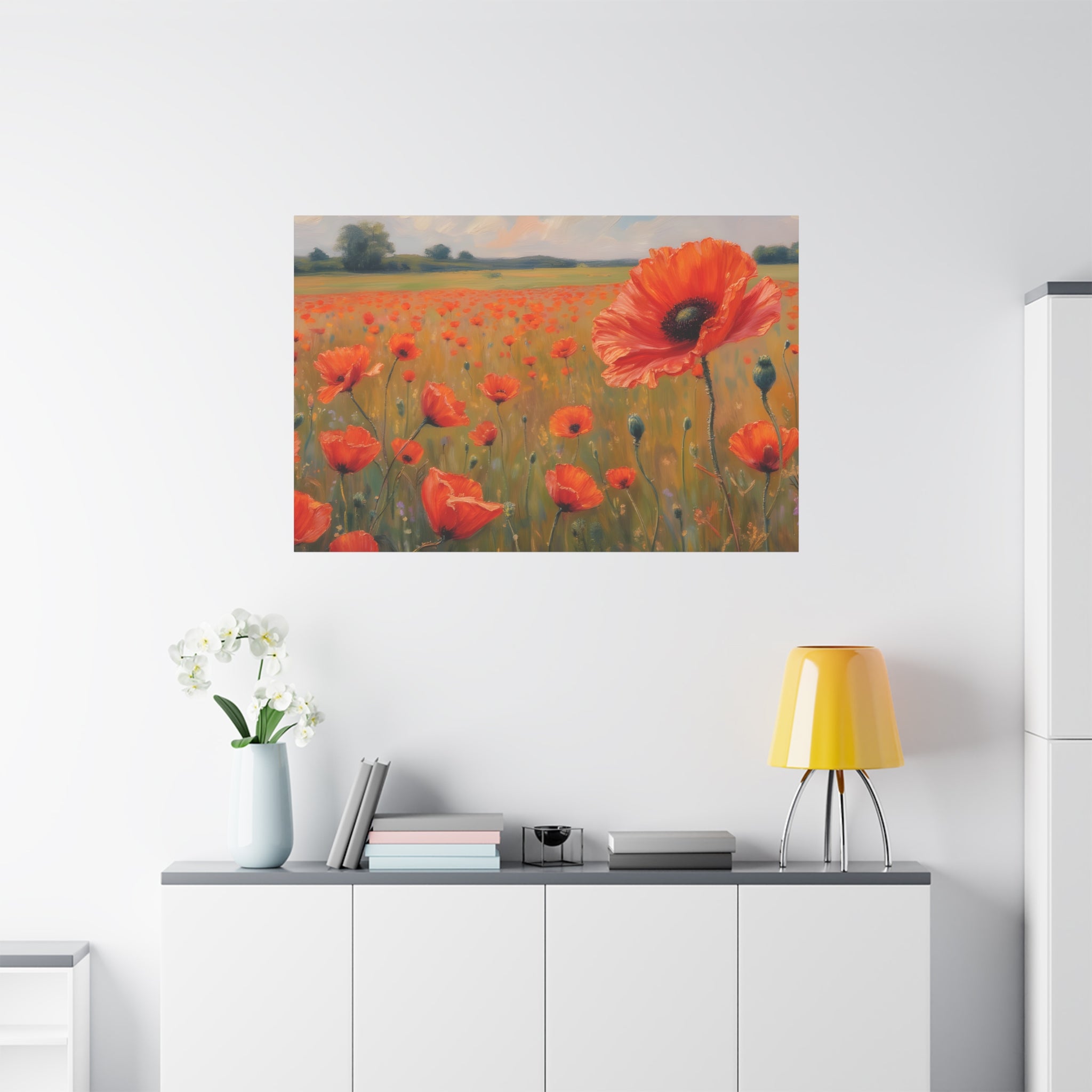 Poppy Field Canvas Wall Art — Matte Stretched Floral Painting