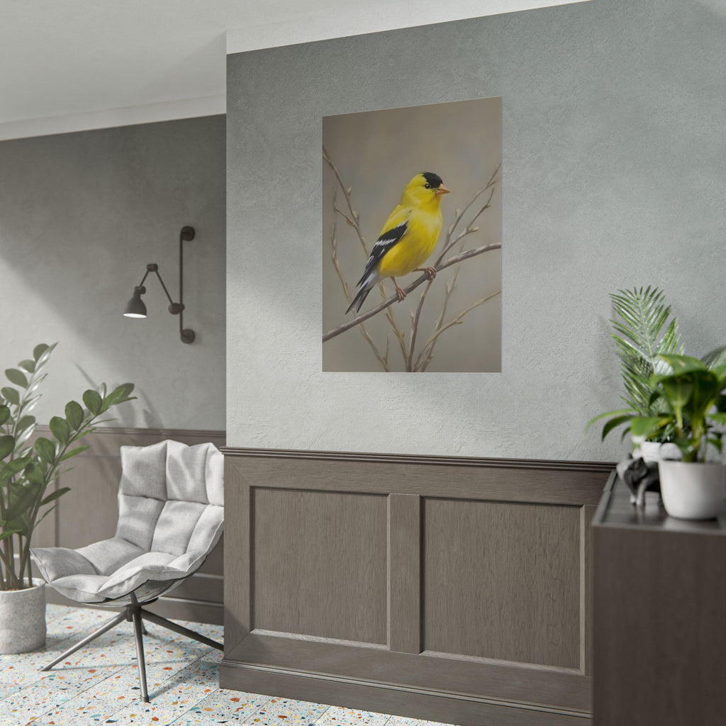 Goldfinch Art Poster - Yellow Songbird Print for Nature Lovers
