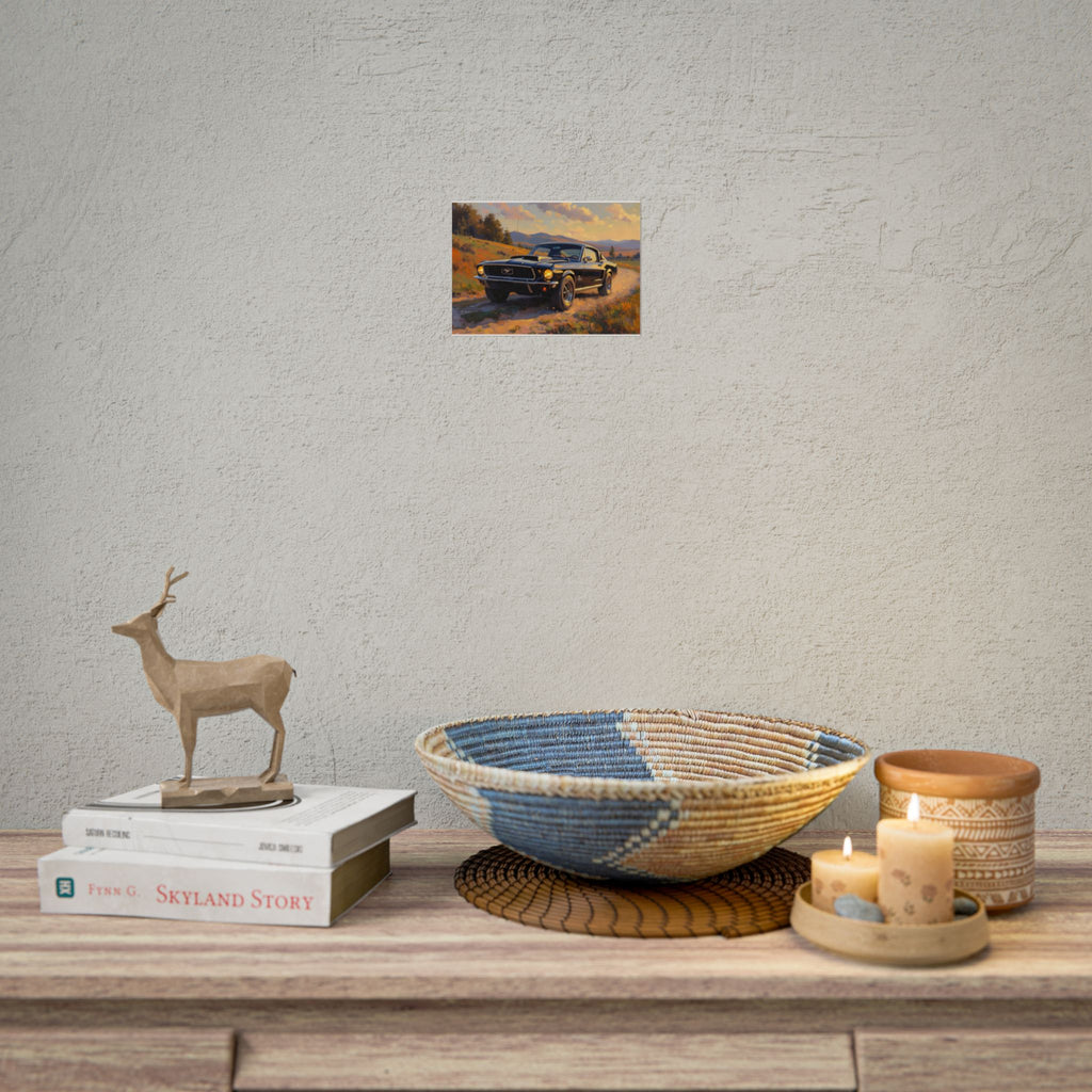 Vintage Mustang Sunset Wall Art - Classic Muscle Car - Poster