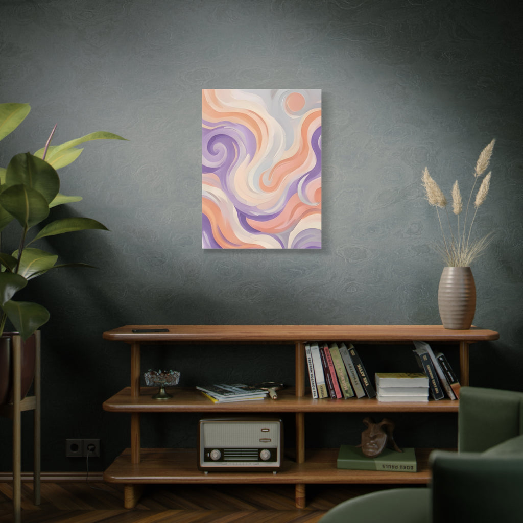 Abstract Swirl Matte Canvas Wall Art - Pastel Waves Stretched Print