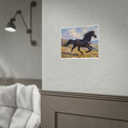 Running Black Stallion Wall Art - Horse Painting - Poster