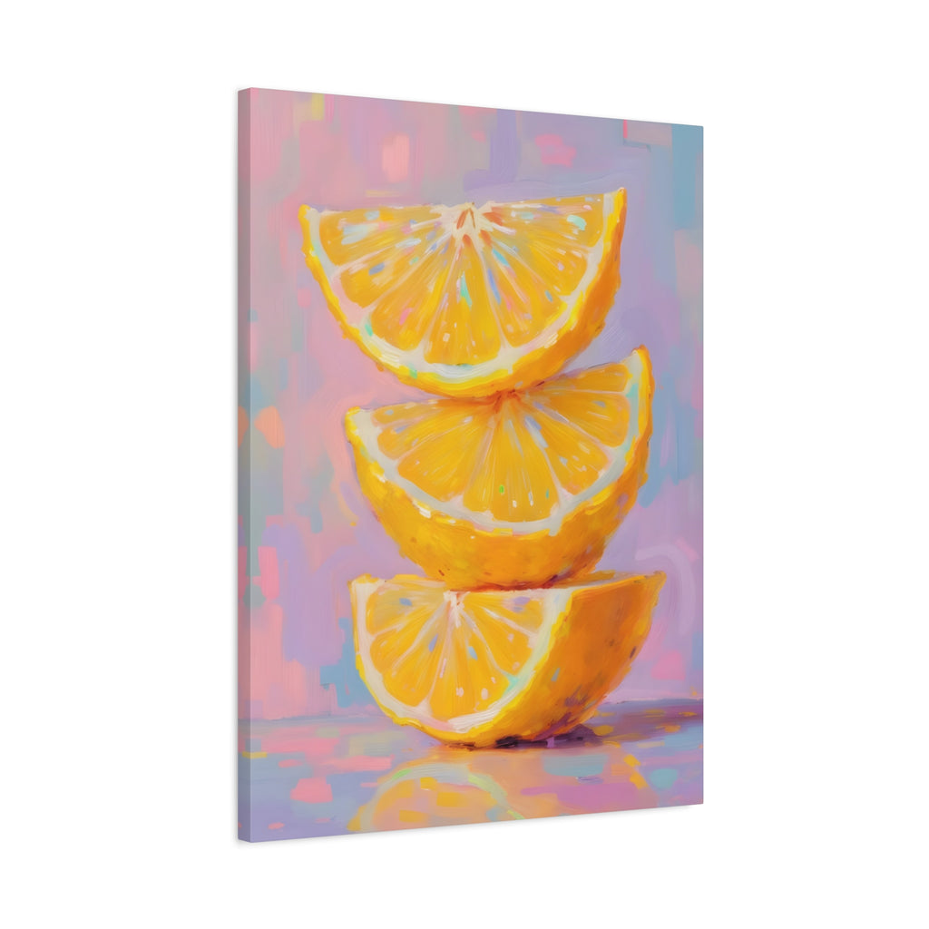Citrus Slice - Stacked Lemon Wall Art - Stretched Canvas