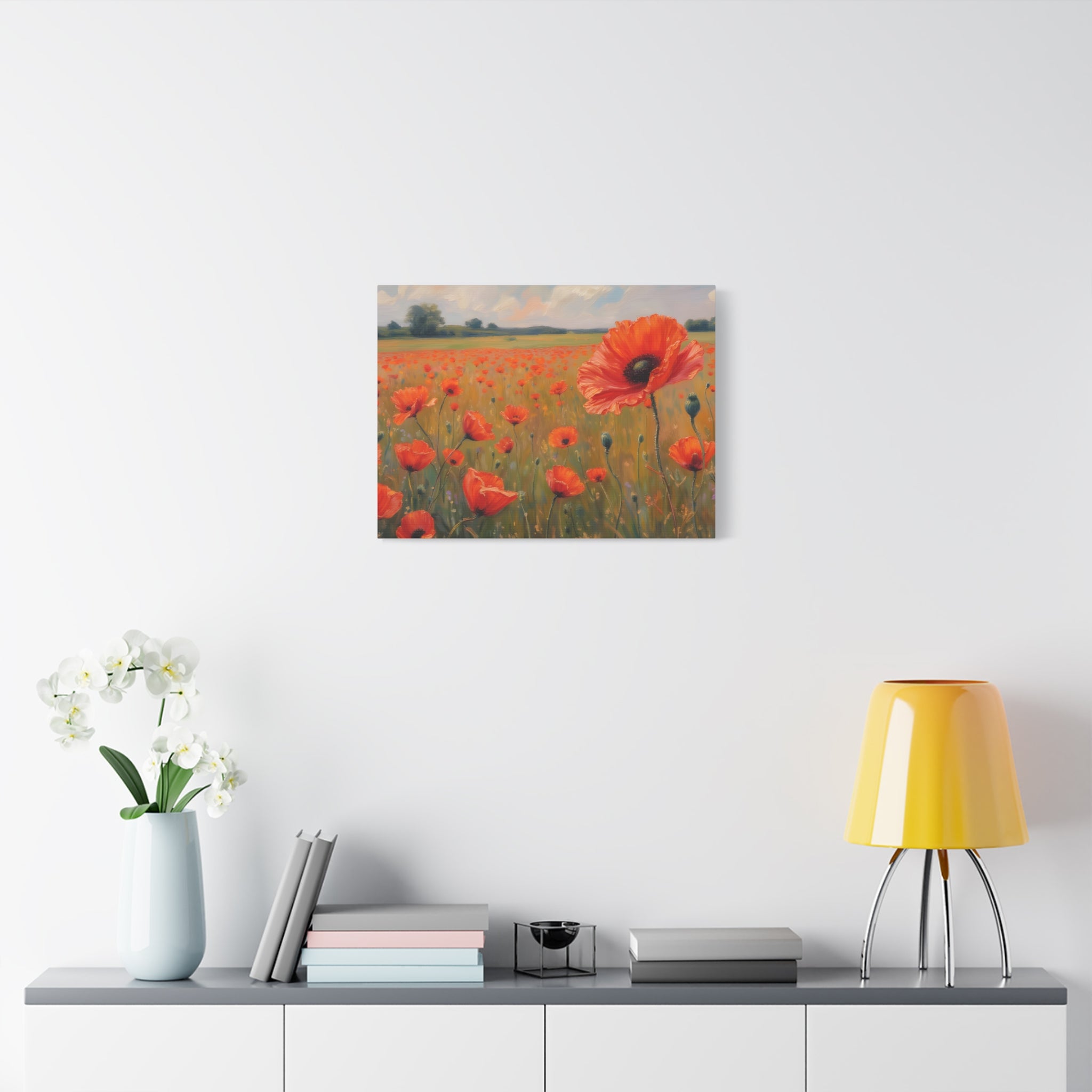 Poppy Field Canvas Wall Art — Matte Stretched Floral Painting