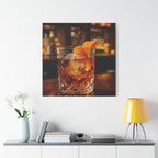 Whisky on Ice Wall Art -  Bar & Home Decor - Stretched Canvas