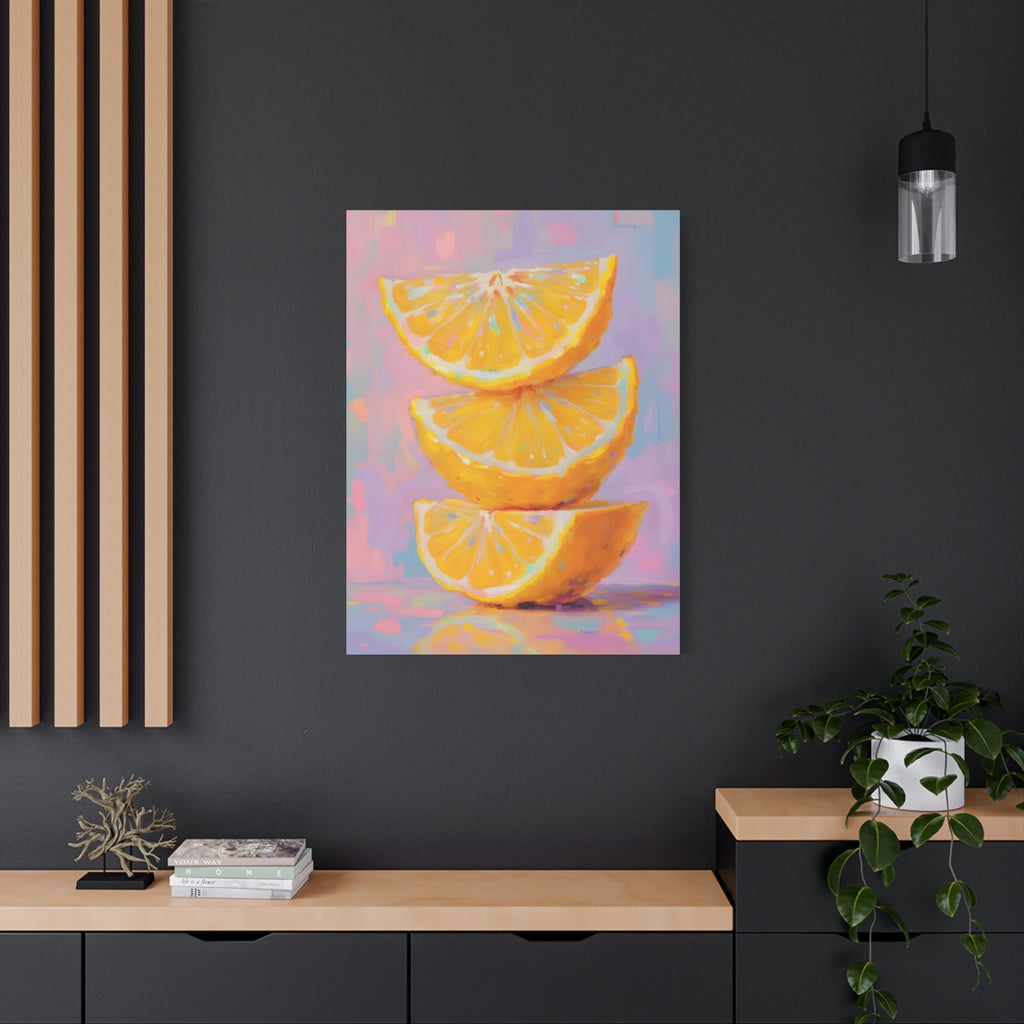 Citrus Slice - Stacked Lemon Wall Art - Stretched Canvas