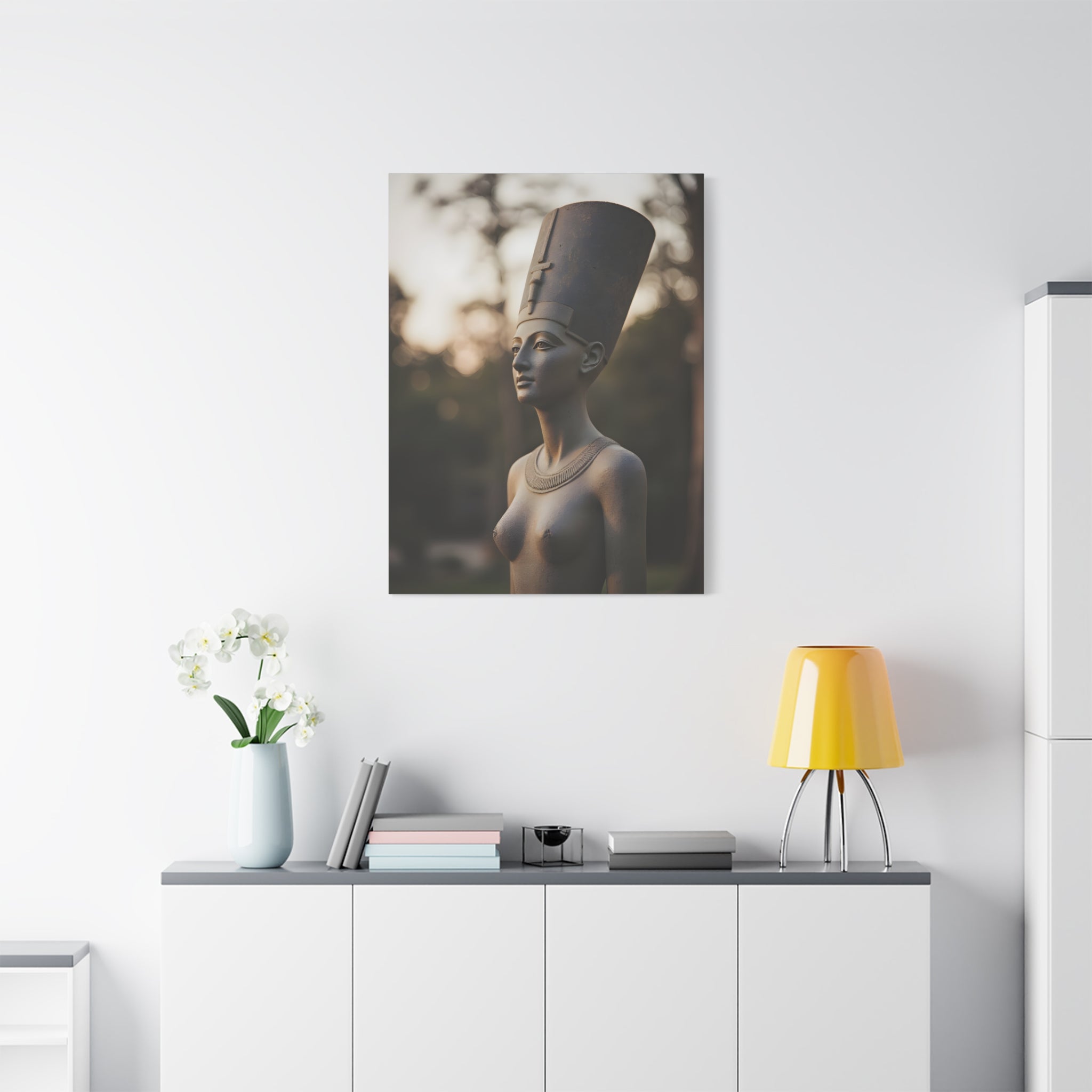 Nefertiti Bronze Statue Wall Art - Egyptian Sculpture Photography - Queen of Egypt - Stretched Canvas