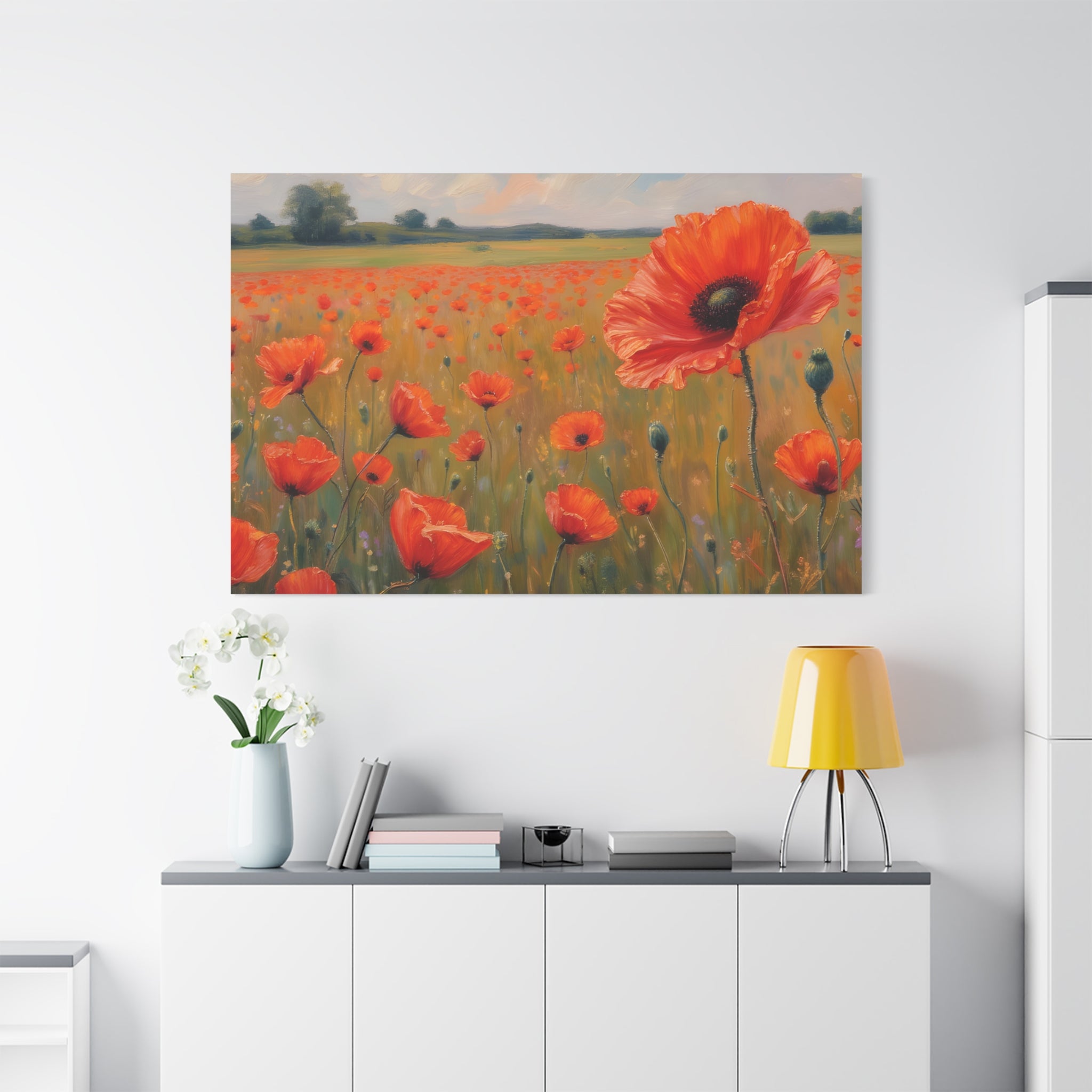 Poppy Field Canvas Wall Art — Matte Stretched Floral Painting