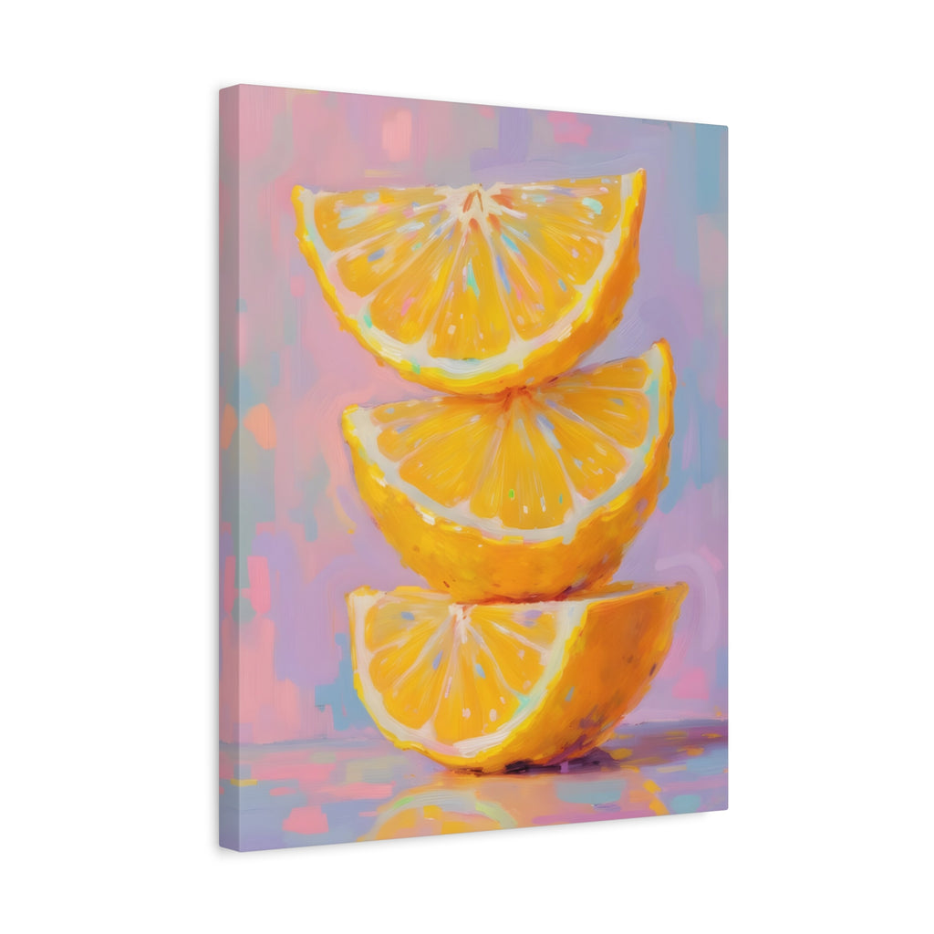 Citrus Slice - Stacked Lemon Wall Art - Stretched Canvas
