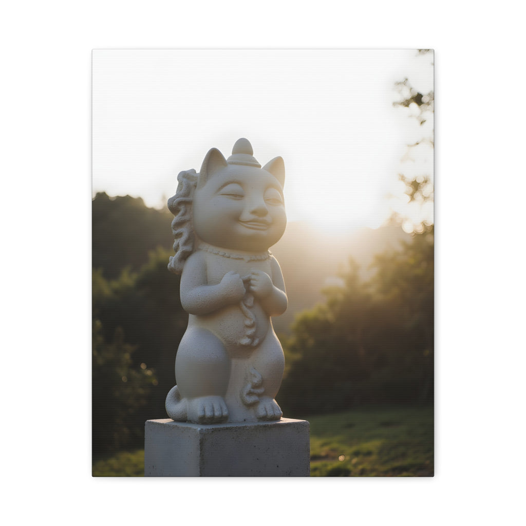 Sunlit Lucky Cat Wall Art - Stretched Canvas