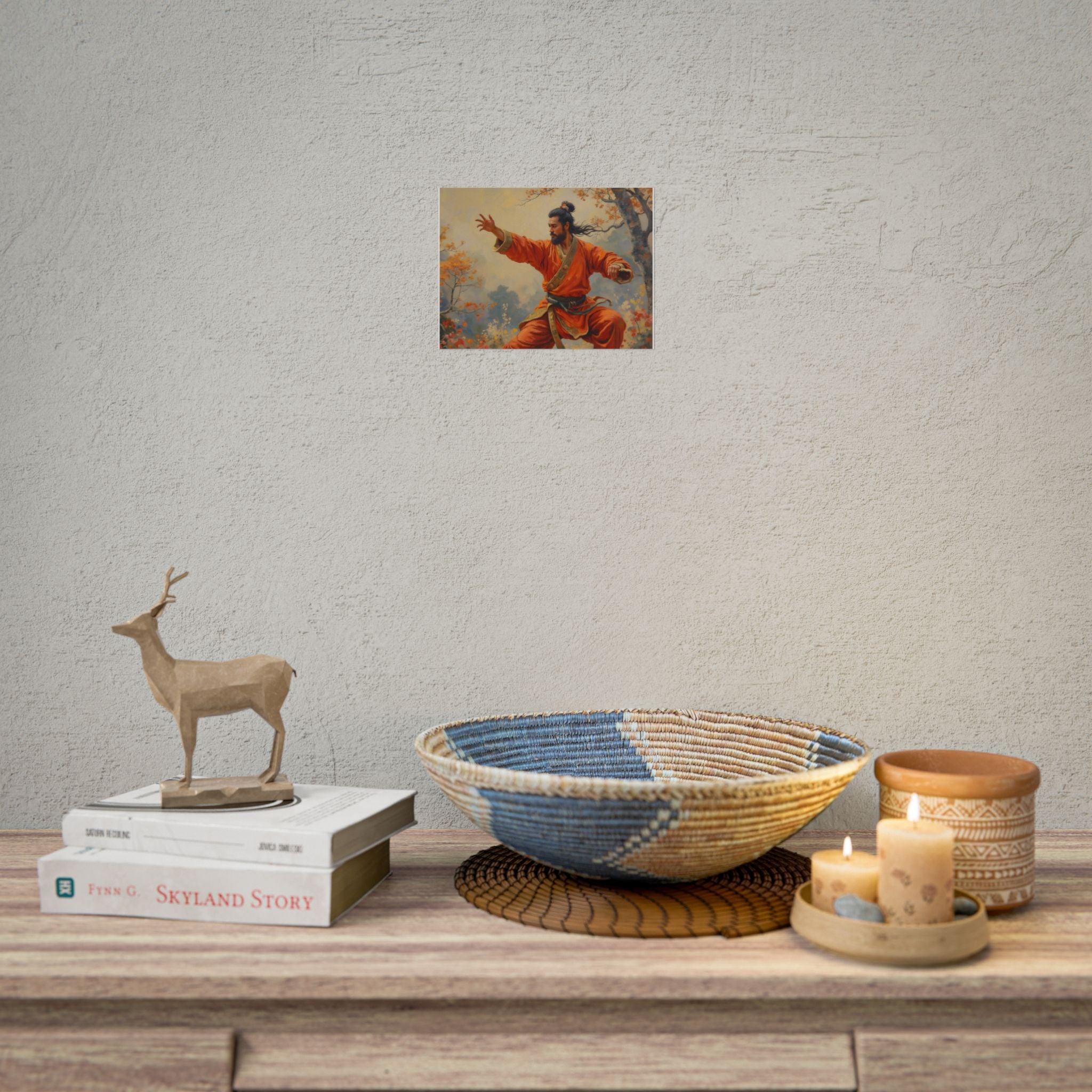 Martial Artist Art Poster - Krijger in Oranje Traditionele Kung Fu Muurkunst