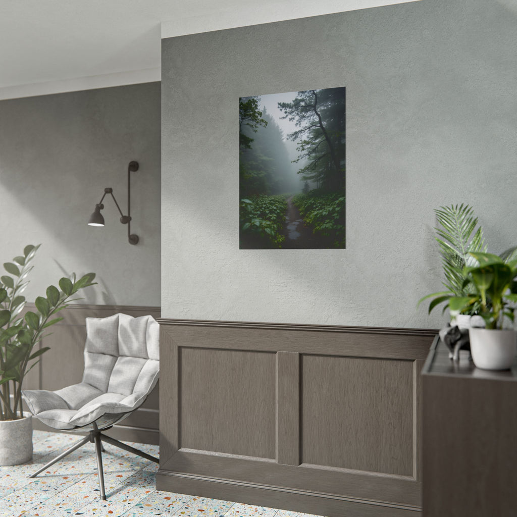 Misty Forest Path  Stretched Wall Art - Poster