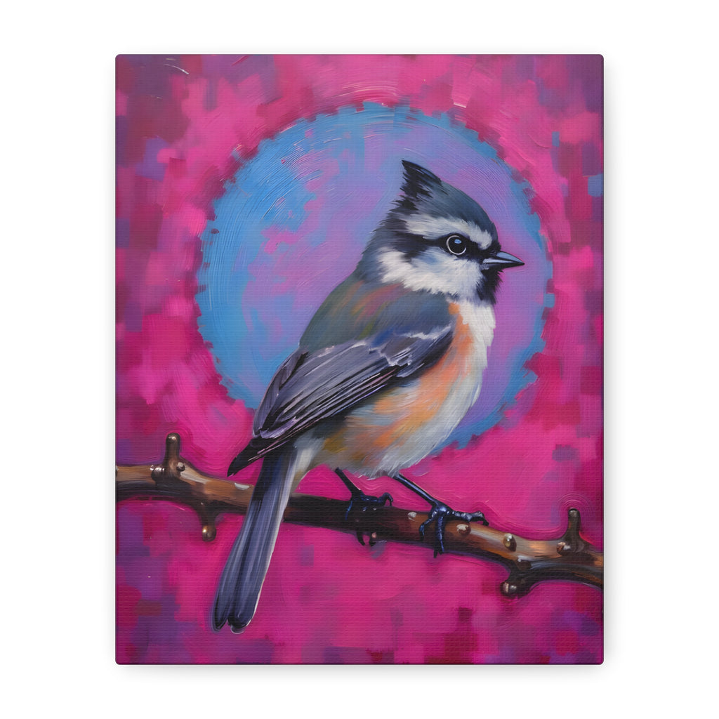 Buntes Meise-Vogel-Leinwandbild – matte Keilrahmenleinwand