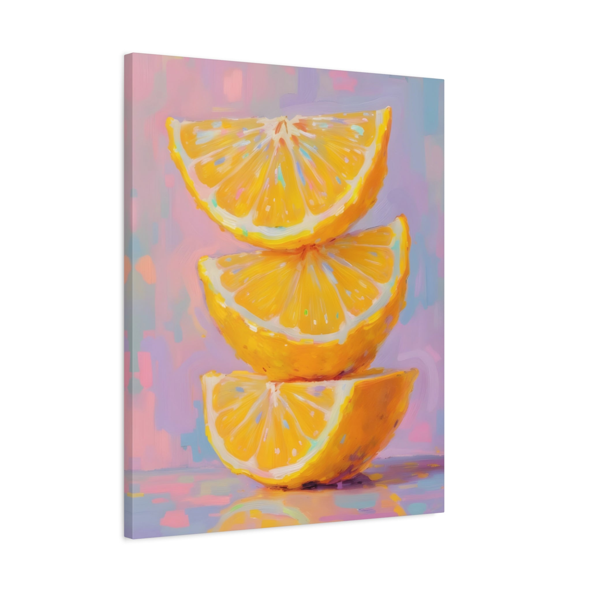 Citrus Slice - Stacked Lemon Wall Art - Stretched Canvas