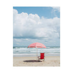 Sun-drenched beach memory with beach chair and umbrella - Poster