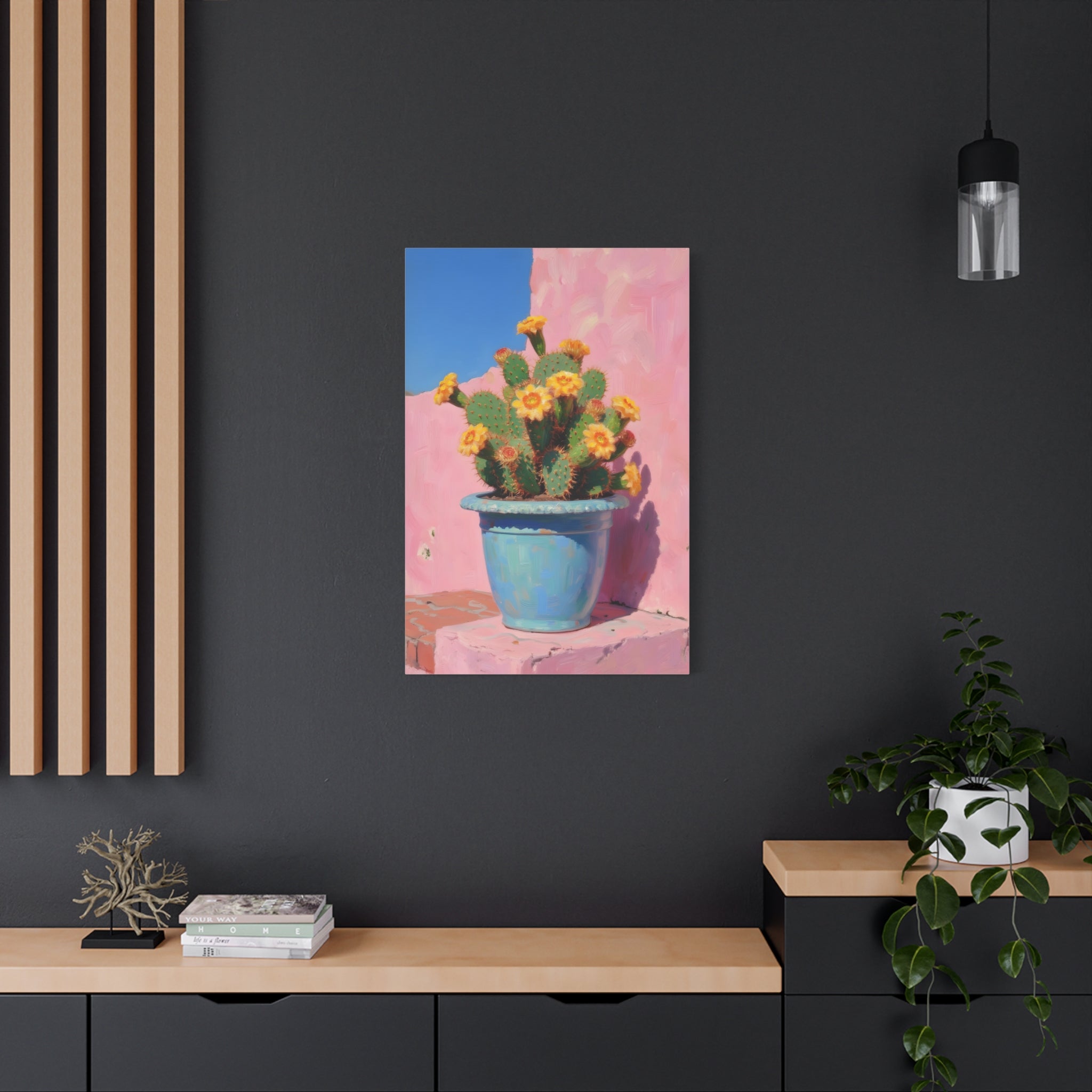 Cactus Pink Wall Art -  Stretched Canvas