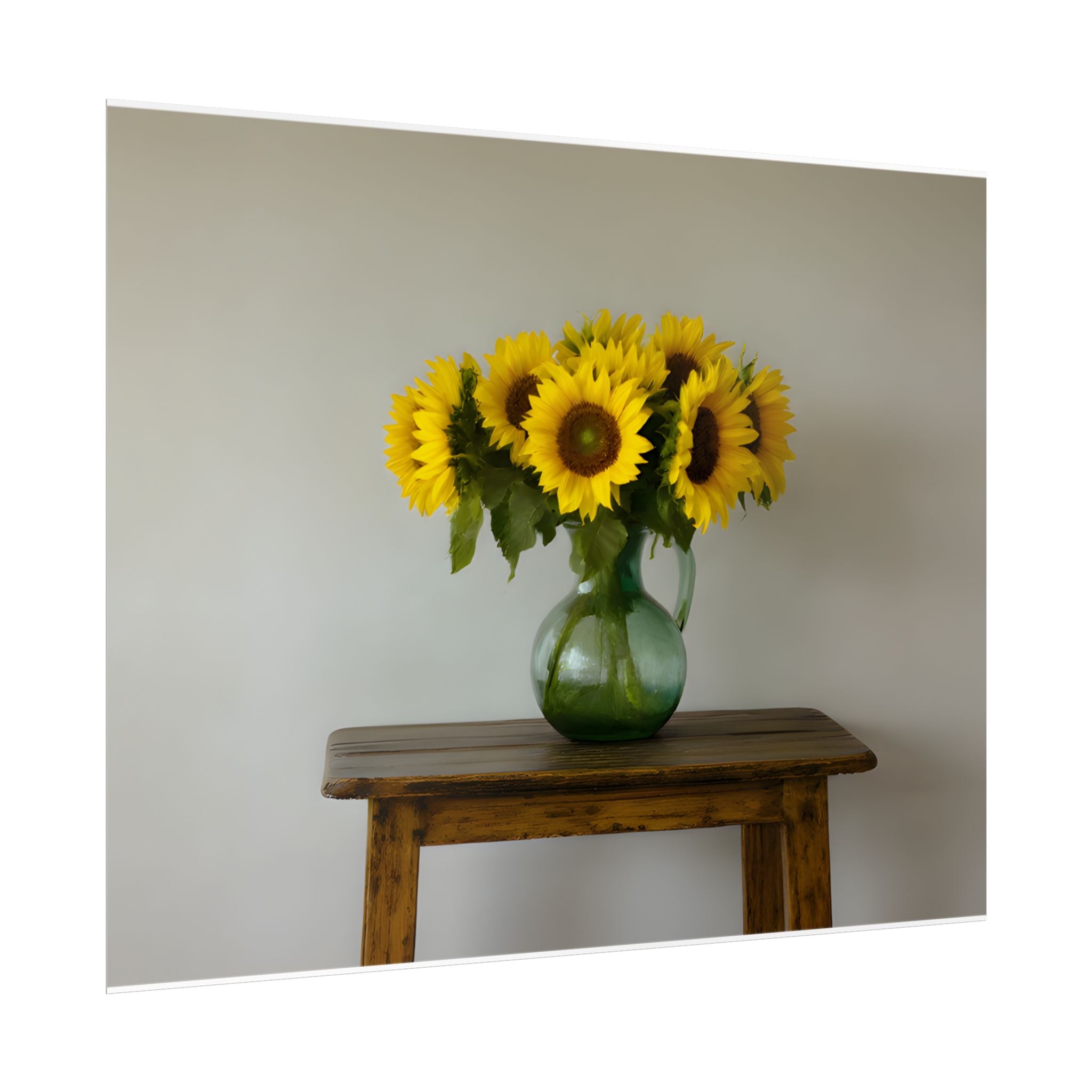 Sunflowers in Green Pitcher Wall Art - Poster