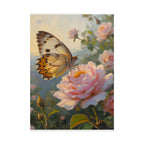 Butterfly on Pink Rose Wall Art - Poster