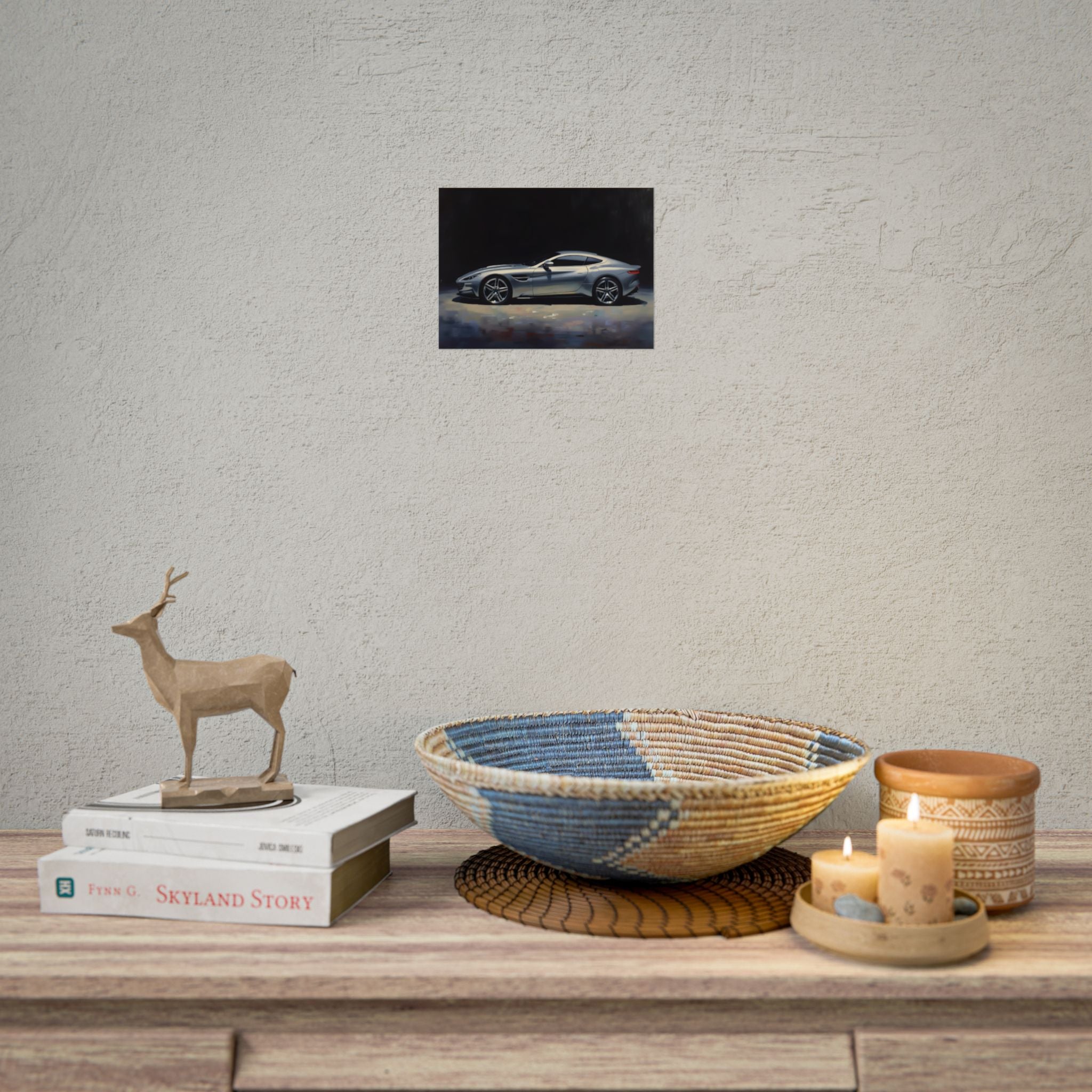 Sportwagen Poster - Zilveren GT Automotive Kunstprint (Opgerolde Poster)