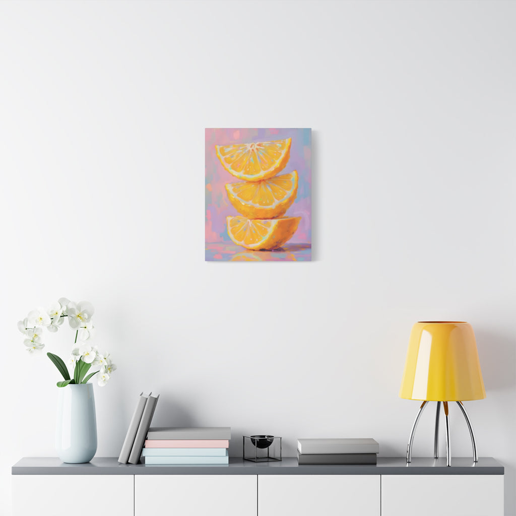 Citrus Slice - Stacked Lemon Wall Art - Stretched Canvas