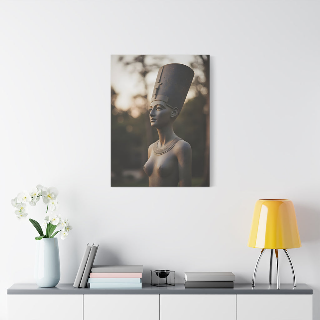 Nefertiti Bronze Statue Wall Art - Egyptian Sculpture Photography - Queen of Egypt - Stretched Canvas