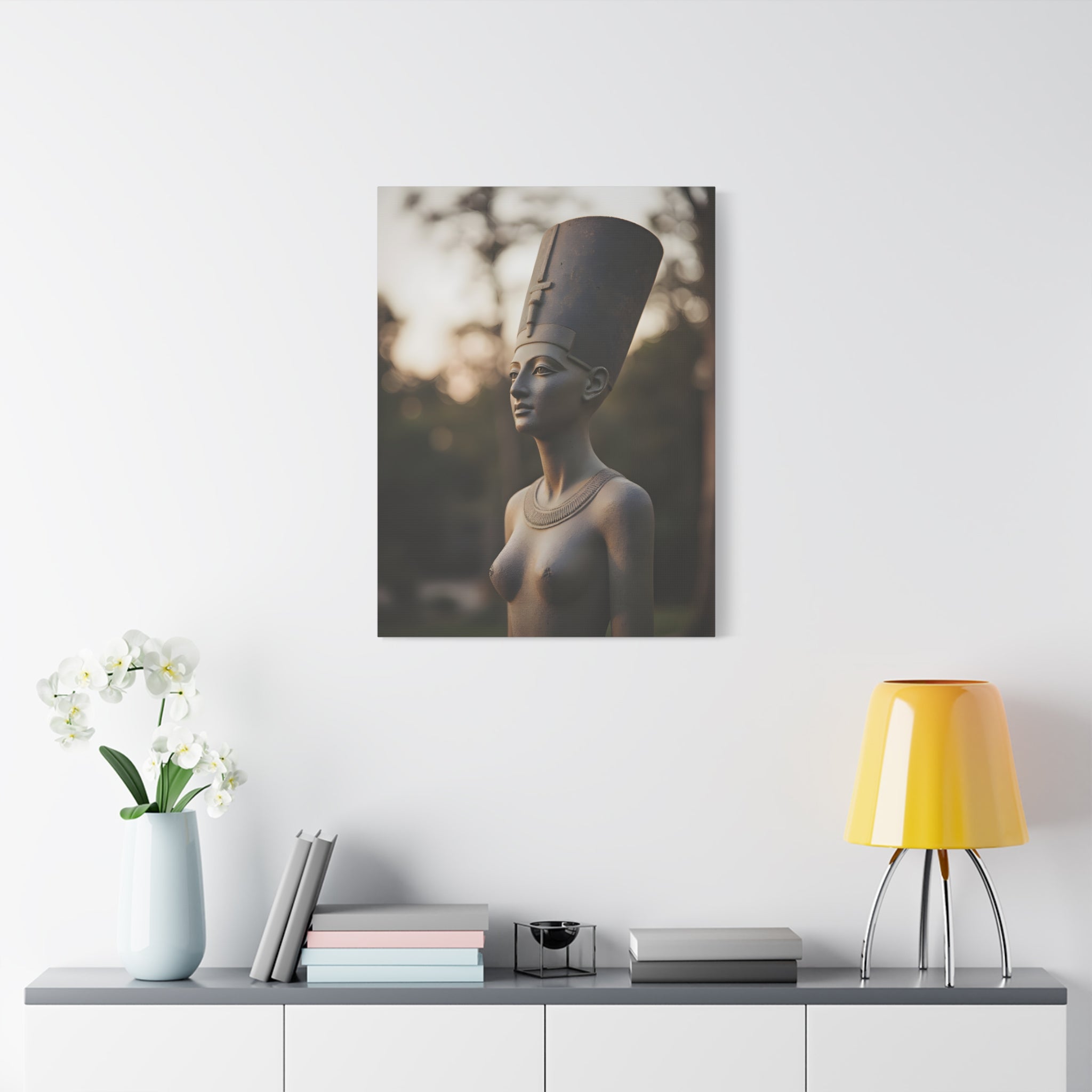 Nefertiti Bronze Statue Wall Art - Egyptian Sculpture Photography - Queen of Egypt - Stretched Canvas
