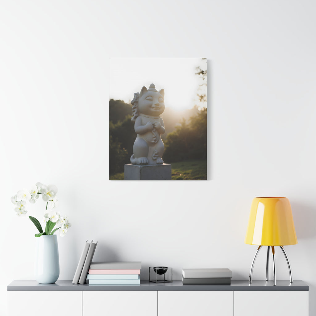 Sunlit Lucky Cat Wall Art - Stretched Canvas