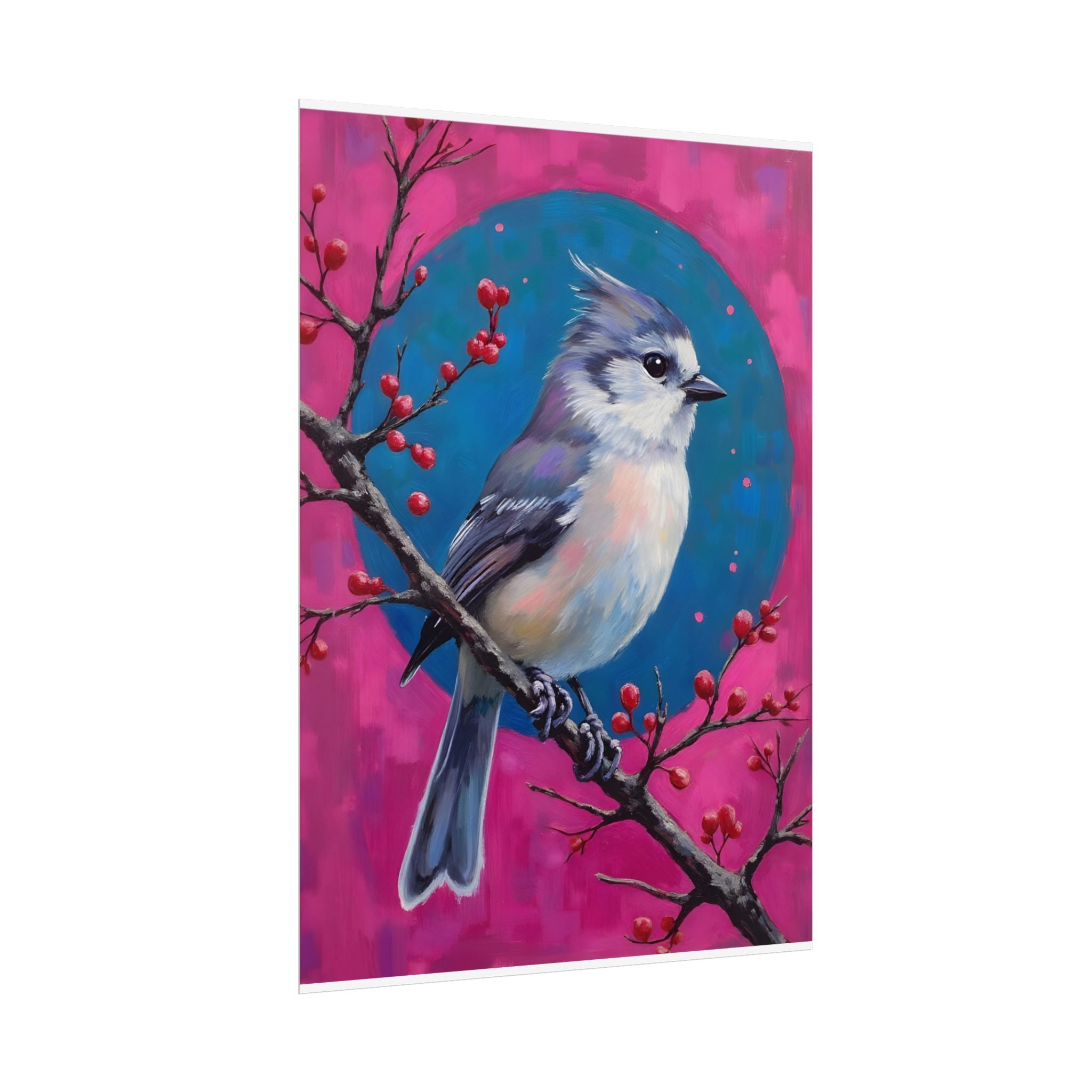 Blue jay on a holly branch Wall Art - Poster