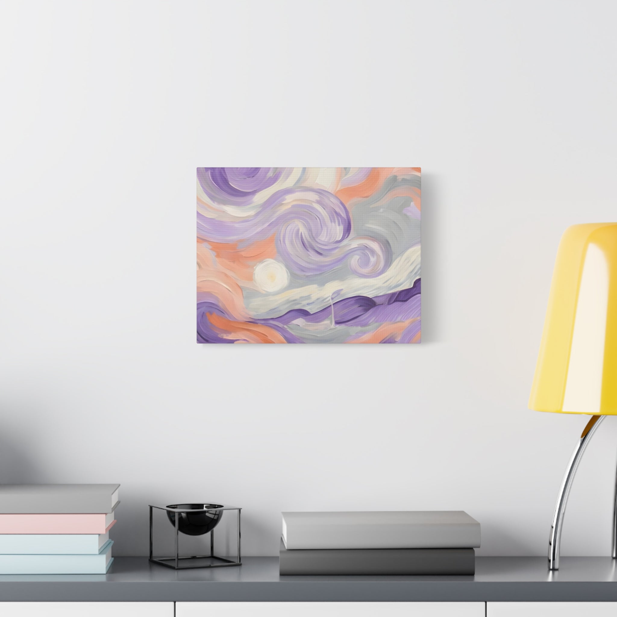 Abstract Swirl Canvas Art – Lavender & Peach Matte Stretched Canvas