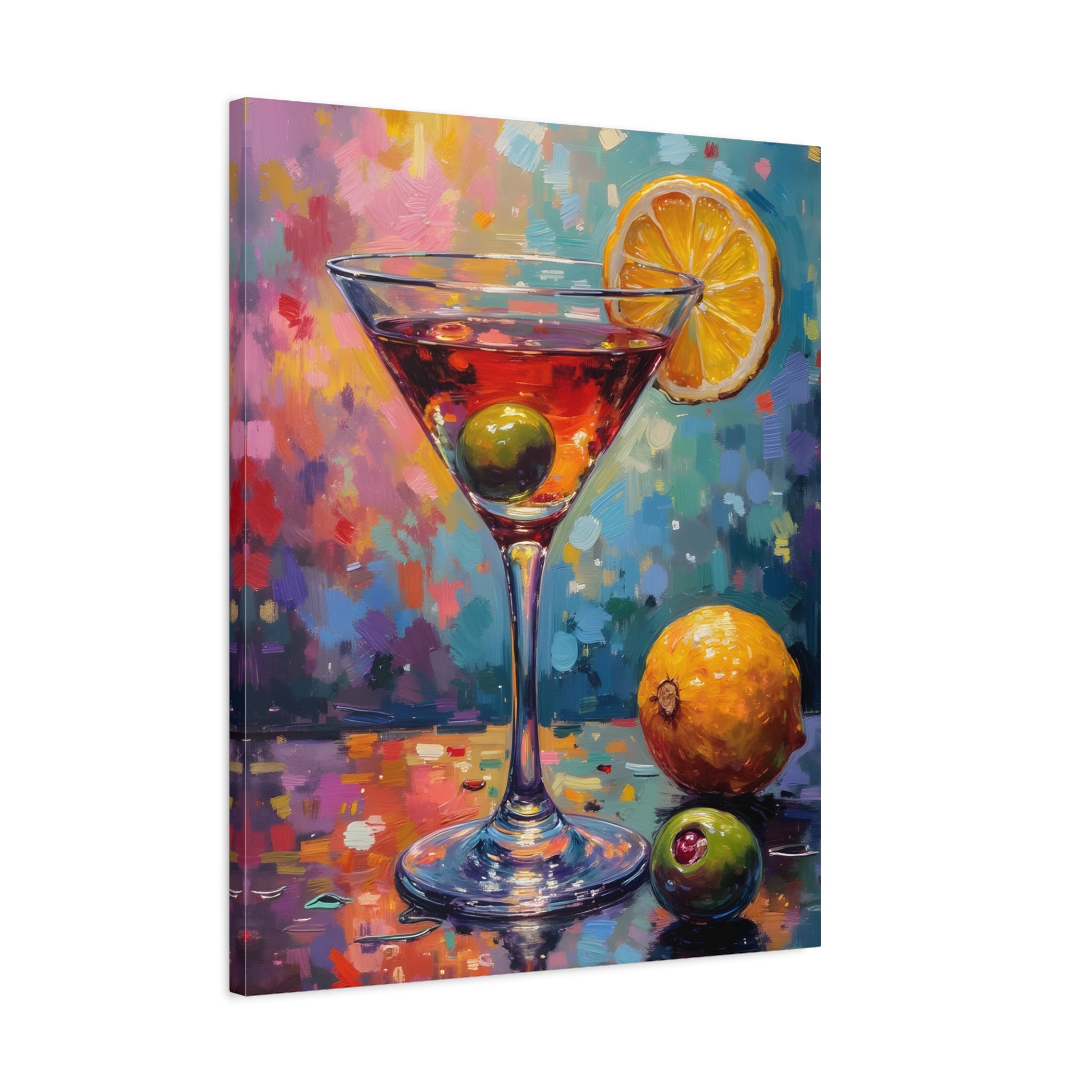 Colourful Martini Glass Matte Canvas Wall Art - Stretched canvas