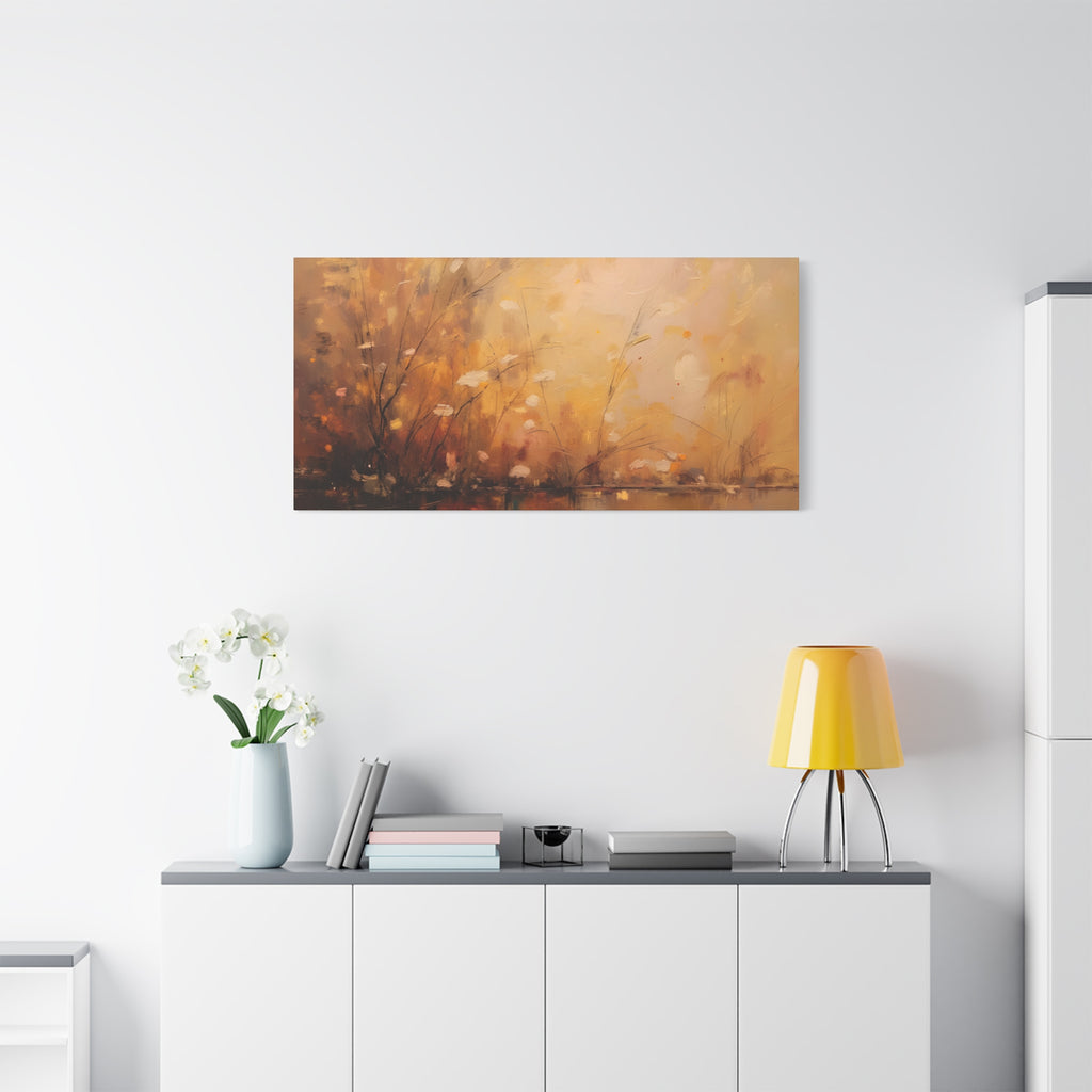 Golden Meadow Abstract Wall Art - Stretched Canvas