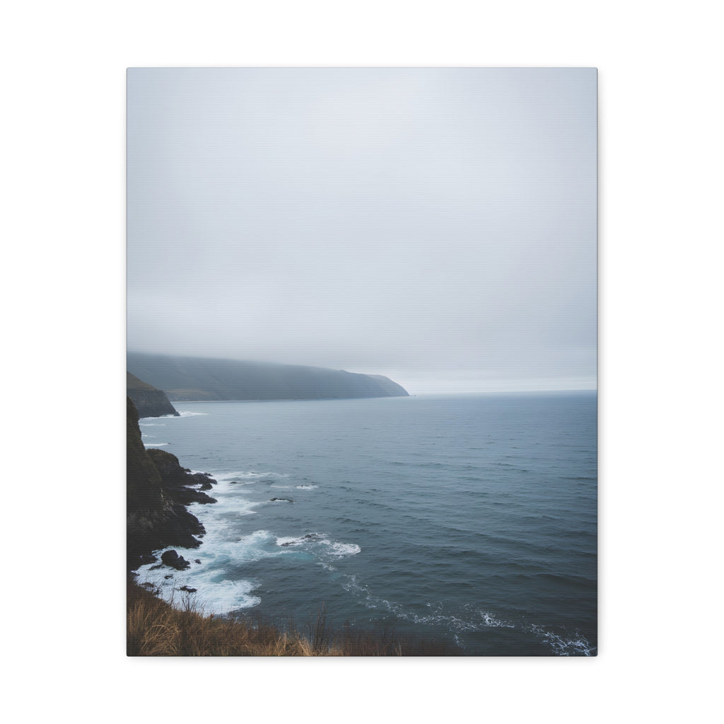 Foggy Coastal Cliff Wall Art  - Stretched Canvas