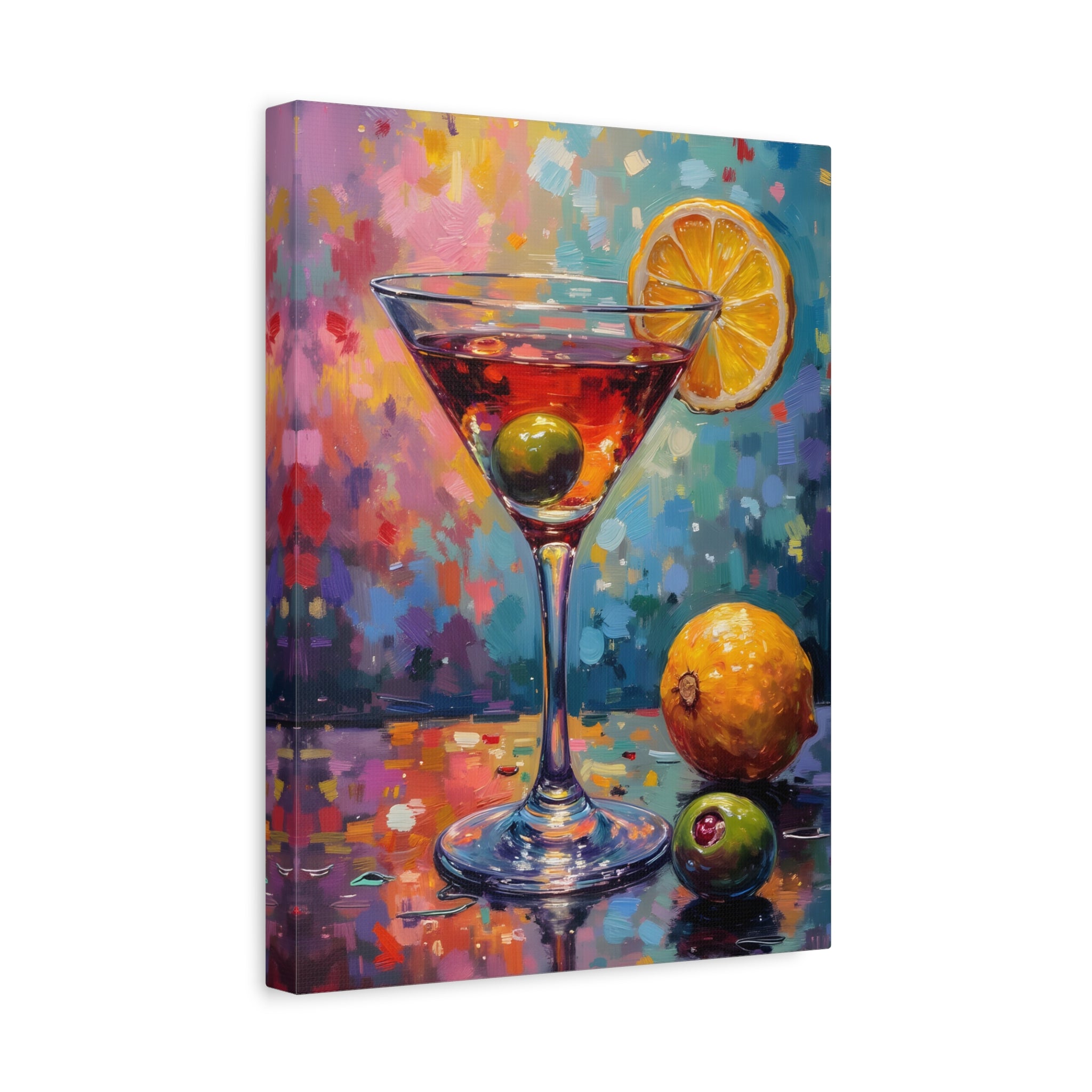 Colourful Martini Glass Matte Canvas Wall Art - Stretched canvas