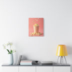 Popcorn with a pink background Wall Art - Stretched Canvas