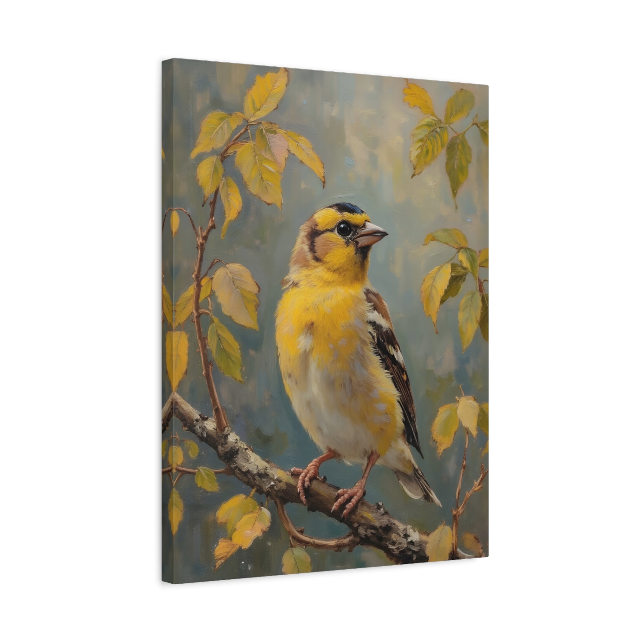 Goldfinch on a branch Wall Art - Stretched Canvas